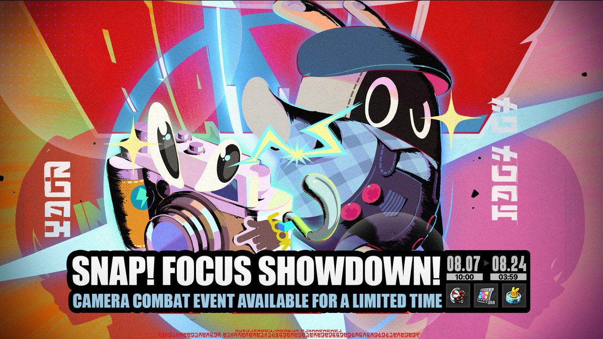 ZZZ_EN's tweet photo. "Snap! Focus Showdown!" Event Details

Event Duration
2026/08/07 10:00 (server time) – 2026/08/24 03:59 (server time)

Requirements
Reach Inter-Knot Lv. 20 and complete Main Story Chapter 1 - Intermission to participate

Event Details
• During the event, after completing the prerequisite commissions, Proxies can head to Roscaelifer to find Whyte and participate in the new combat event.
• During the event, 6 themed event stages will be available.
• In all event stages, Proxy can use the "Flash of Insight" skill at the right moment to gain stage-exclusive filter buffs. Each successful use of the "Flash of Insight" skill will refresh the buff duration and permanently increase its value.
• During the event, 1 new event stage will be unlocked each day. After completing each event stage, the corresponding stage's "Hyperfocus Shot" mode will be unlocked. In "Hyperfocus Shot" mode, there are no challenge objectives.
• Complete the event content to obtain a Tuning Calibrator, Polychromes, and other rewards.

#zzzero
