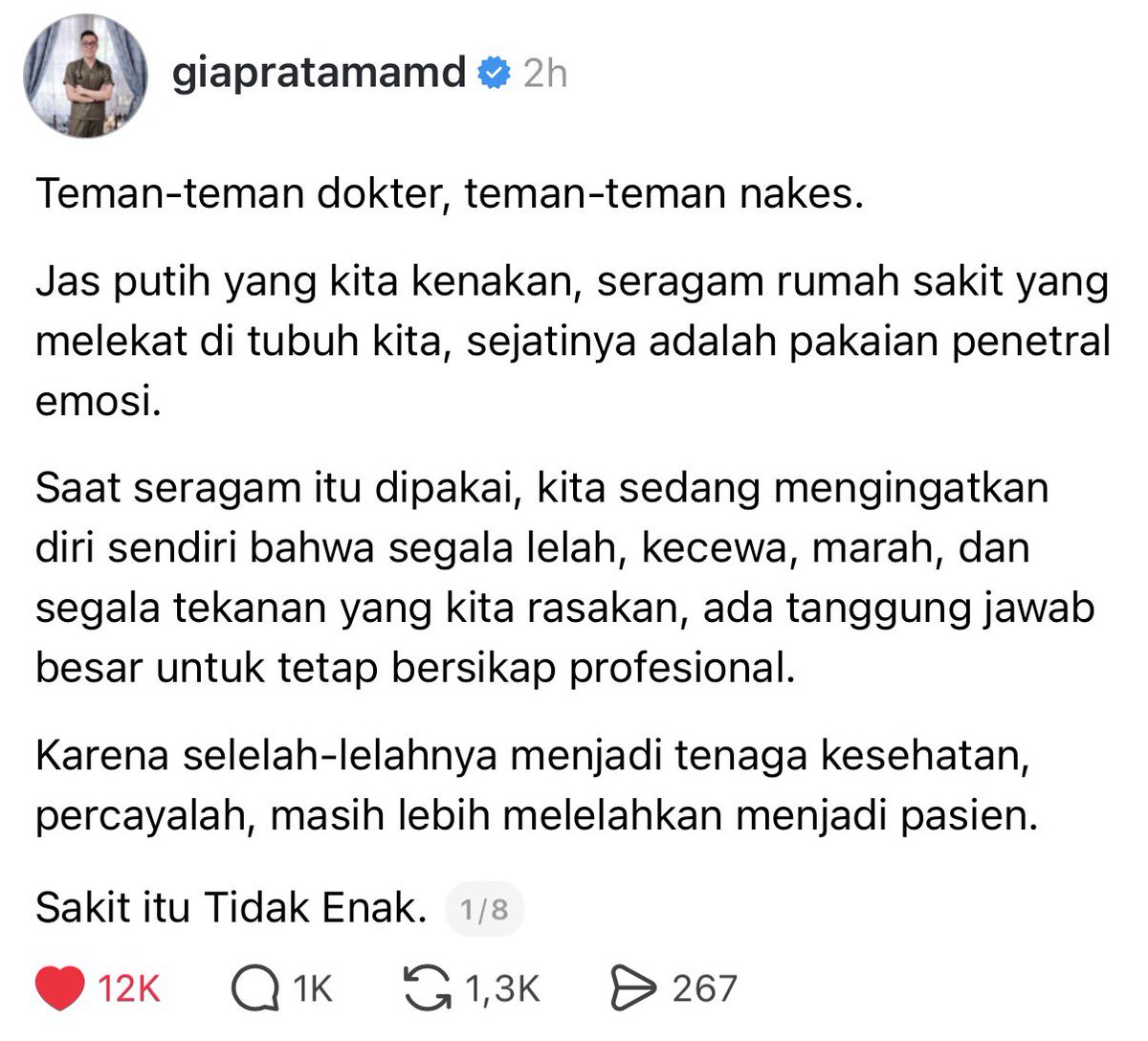 anggarasamvdr's tweet photo. Dr. Gia dan Dr. Tirta wara-wiri dipodcast memperjuangkan rekan sejawatnya memberi edukasi bahwa nakes & indonesia telah berkembang menjadi hebat dalam penanganan kasus pasien, dokter sebagai seseorang yang keren pemikirannya, eh dipatahkan sama sejawatnya sendiri 😭

Tapi best sih ini tanggapan dokter gia terkait kasus yurizaltrich dimana banyak nakes ngebully, yang lagi rame kemarin..