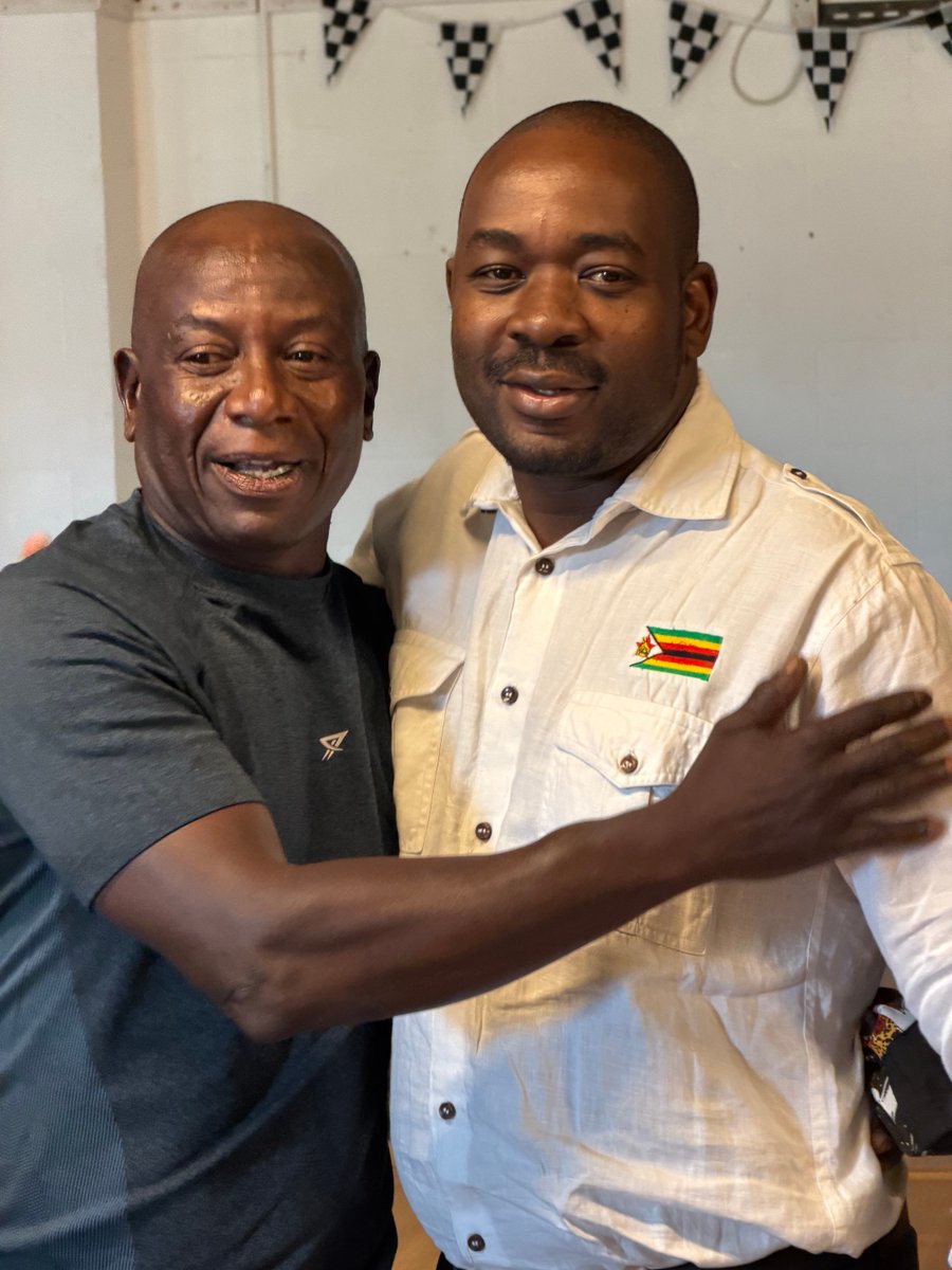 nelsonchamisa's tweet photo. During the Diaspora Citizens' Engagement and Listening Tour in the UK, I had the distinct pleasure of meeting Zimbabwean football legend, Memory Mucherahowa. His great ideas will help us turn Zimbabwe into a giant sporting nation. We’ll become a great sporting nation in no time! https://t.co/g9MCfuqknW
