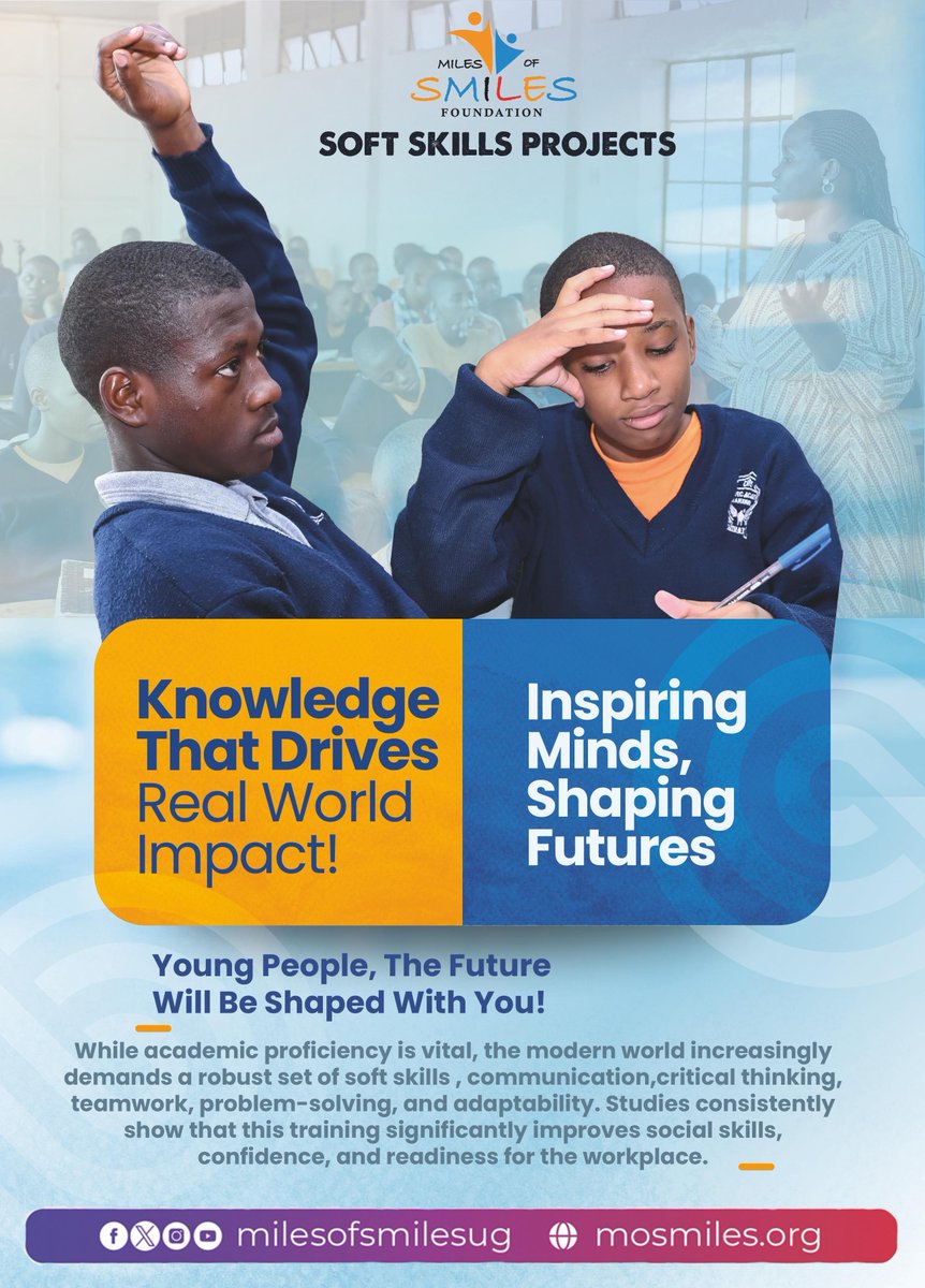 MOSmilesUg's tweet photo. Knowledge that drives real-world impact! 

Our Soft Skills Projects equip young people with critical thinking, teamwork, communication, and adaptability for future success.

Inspiring Minds, Shaping Futures. 

#SoftSkills #YouthEmpowerment #MilesOfSmiles #Education https://t.co/xRNAOlwlpo