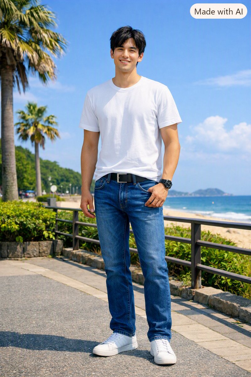 TripleAILovers's tweet photo. 夏の服装で
真っ白なTシャツとジーンズ
似合う人が好きです😍
というわけで、3つのAIが考えて
生成した画像です
皆さんはどれがタイプですか？

I love people who look good in summer clothes
a pure white T-shirt and jeans
😍
So, here are three images created by AI
Which one is your type? https://t.co/kyQGgTUlhO
