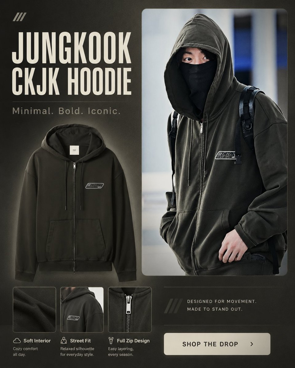 wonderjackets's tweet photo. Inspired by Jungkook's signature streetwear vibe, the Jungkook CKJK Hoodie is the perfect blend of comfort and modern fashion. Upgrade your everyday look and stand out wherever you go. 🔥

#Jungkook #CKJKHoodie #KpopFashion #Streetwear https://t.co/NESWUoBpQX
