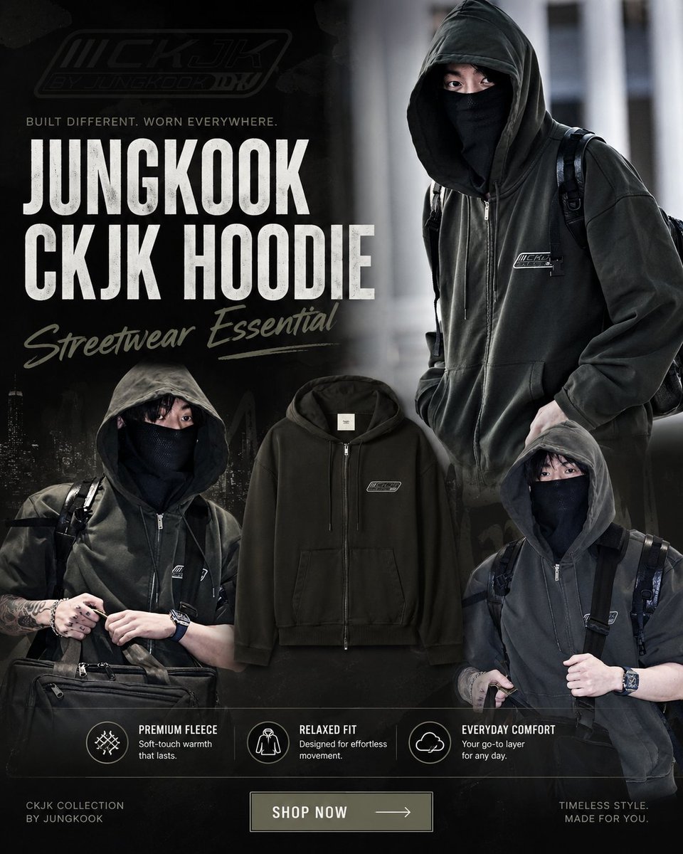 wonderjackets's tweet photo. Inspired by Jungkook's signature streetwear vibe, the Jungkook CKJK Hoodie is the perfect blend of comfort and modern fashion. Upgrade your everyday look and stand out wherever you go. 🔥

#Jungkook #CKJKHoodie #KpopFashion #Streetwear https://t.co/NESWUoBpQX