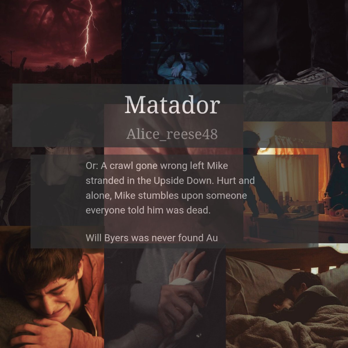 bylero3's tweet photo. Matador
@alice_rees68347 

154k words, 23/23 chapters
Rated Mature

🔦 will byers never found au
🔦 blood and gore
🔦 hurt/comfort
🔦 sad with a happy ending https://t.co/XjZeHavkG9