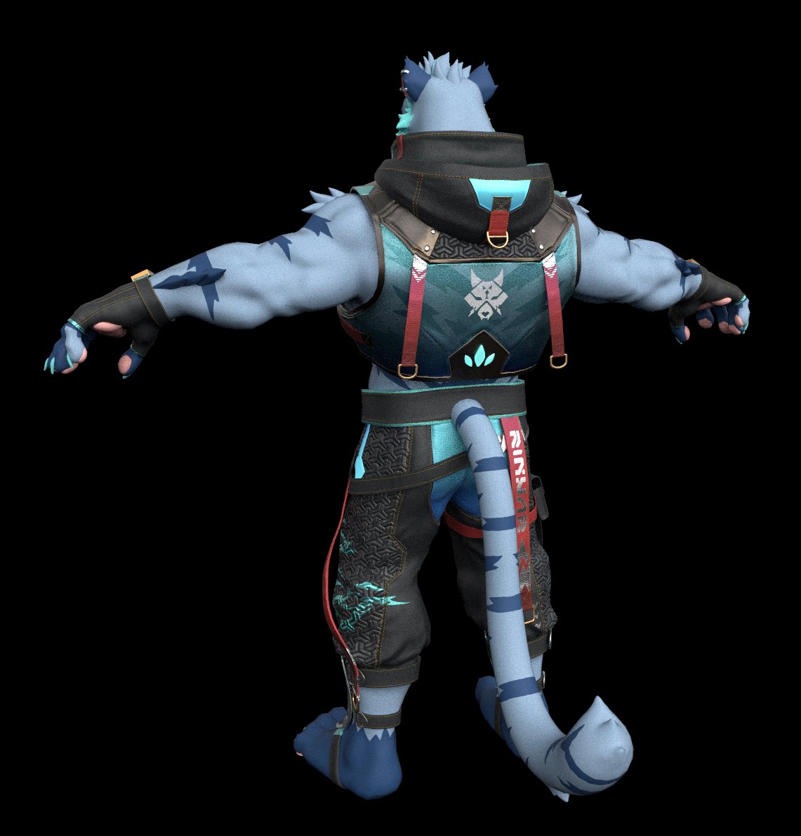 Hsin70512647's tweet photo. Thanks to @A0479156713 for the commission! He is a handsome big blue tiger; I had a blast designing his workwear outfit and incorporating lightning and fluorescent elements—even if the process took a little longer than expected!  Everyone, go check him out in VRC! https://t.co/2rV0VbVZpn