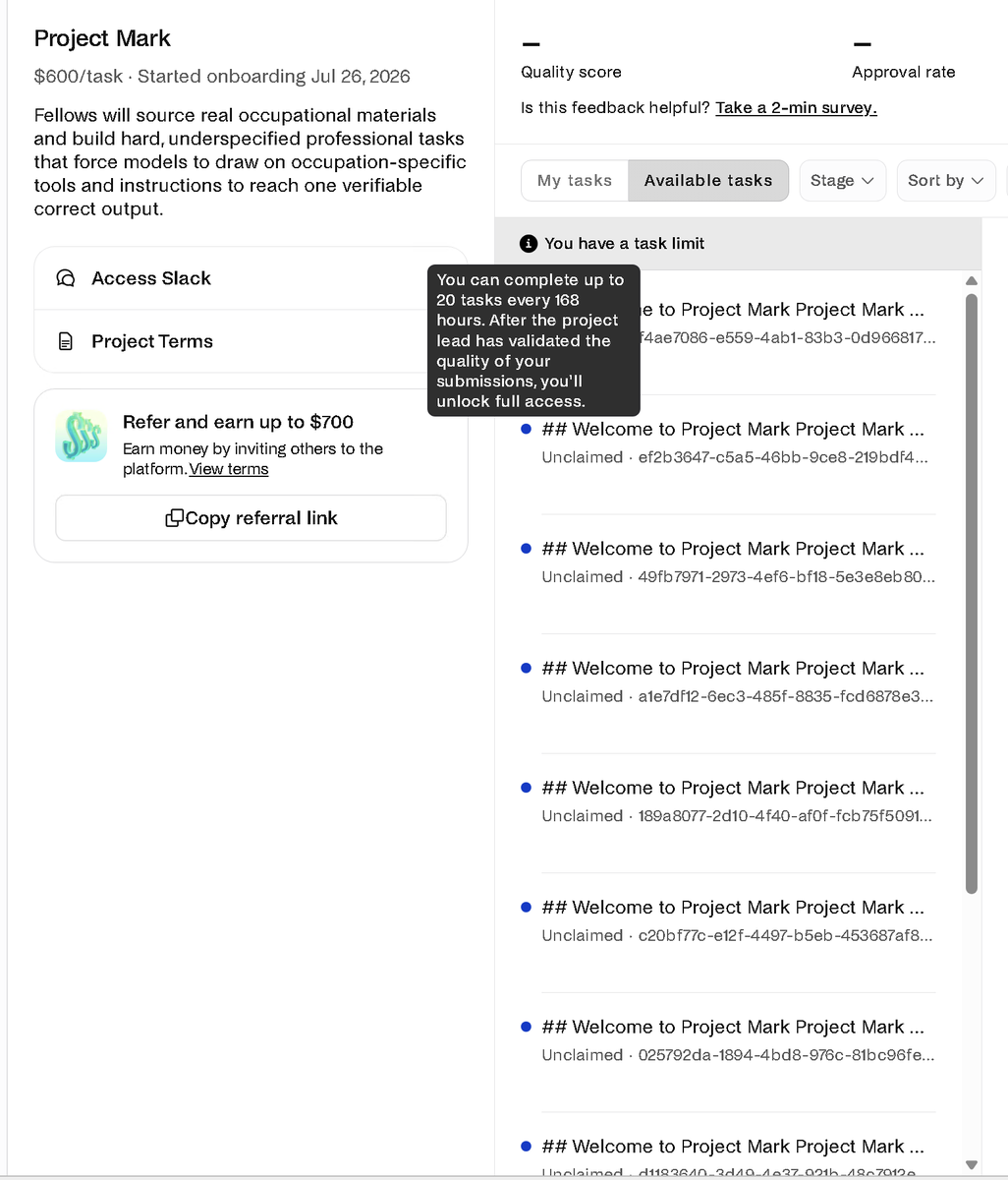 ayomidef981's tweet photo. AI specialist tasking on Project Mark Handshake isn't easy. 

A client wasn't sure I could deliver. I completed my first task.

The 1 task claim limit was removed, and now I can claim up to 20 tasks per week.

Results will always speak louder than doubts.

Active for tasking. https://t.co/2cJhM3s7fu