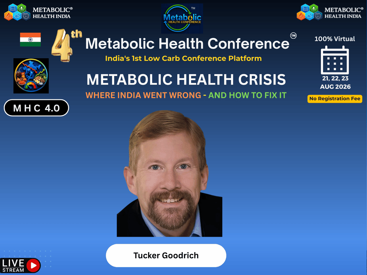 shashiiyengar's tweet photo. 🎙️ Speaker Announcement

We are delighted to welcome another distinguished speaker to the 4th Metabolic Health Conference (MHC 4.0).

Join us as leading experts from India and around the world come together to discuss this year's theme:

"Metabolic Health Crisis: Where India Went Wrong - and How to Fix It."

📅 21–23 August 2026
 🌐 100% Virtual
 🎟️ No Registration Fee

Stay tuned as we continue unveiling our distinguished speaker lineup.

The registration and joining link will be shared shortly. Watch this space!

It will also be live-streamed in YouTube

https://t.co/pnmWxh5YS6 
@TuckerGoodrich