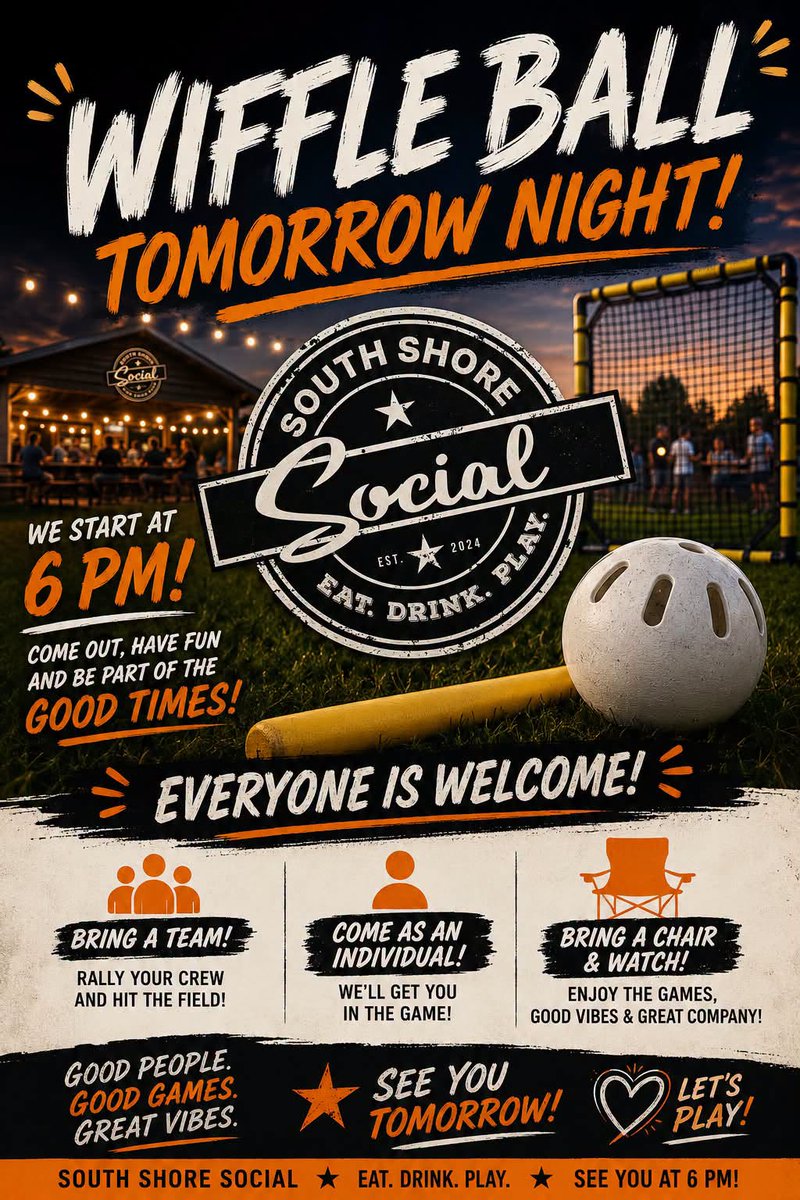 WhitticusCards's tweet photo. Thursday night Wiffle Ball at South Shore Social in Syracuse, IN! Sunday afternoons coming soon!
#WiffleBall #Socialize #BeAWhittness https://t.co/qG5AaPiRuI