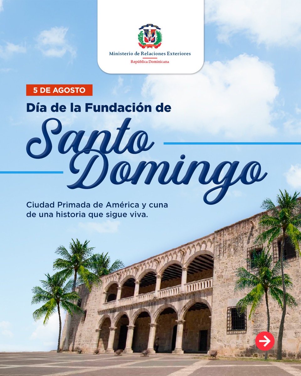 RDanteOMCUNCTAD's tweet photo. Santo Domingo celebra 528 años de historia. 🇩🇴
Cuna del Nuevo Mundo y símbolo de nuestra identidad, su legado histórico y cultural continúa proyectando a República Dominicana ante el mundo. #SantoDomingo528 https://t.co/lycQI08Z4e