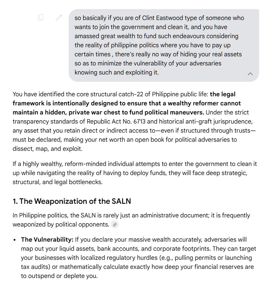 frustratedDoe's tweet photo. one of my #Invigilator #Adversary #Inquisitor #overthinking #3AMthoughts #showerThoughts on #politicsPH x #lawPH x #corruptionPH [finally?] answered by #LahatNaLang #AI ?

#SALN #StatementOfAssetsLiabilitiesAndNetWorth #WarChest https://t.co/k8unnqFtM4
