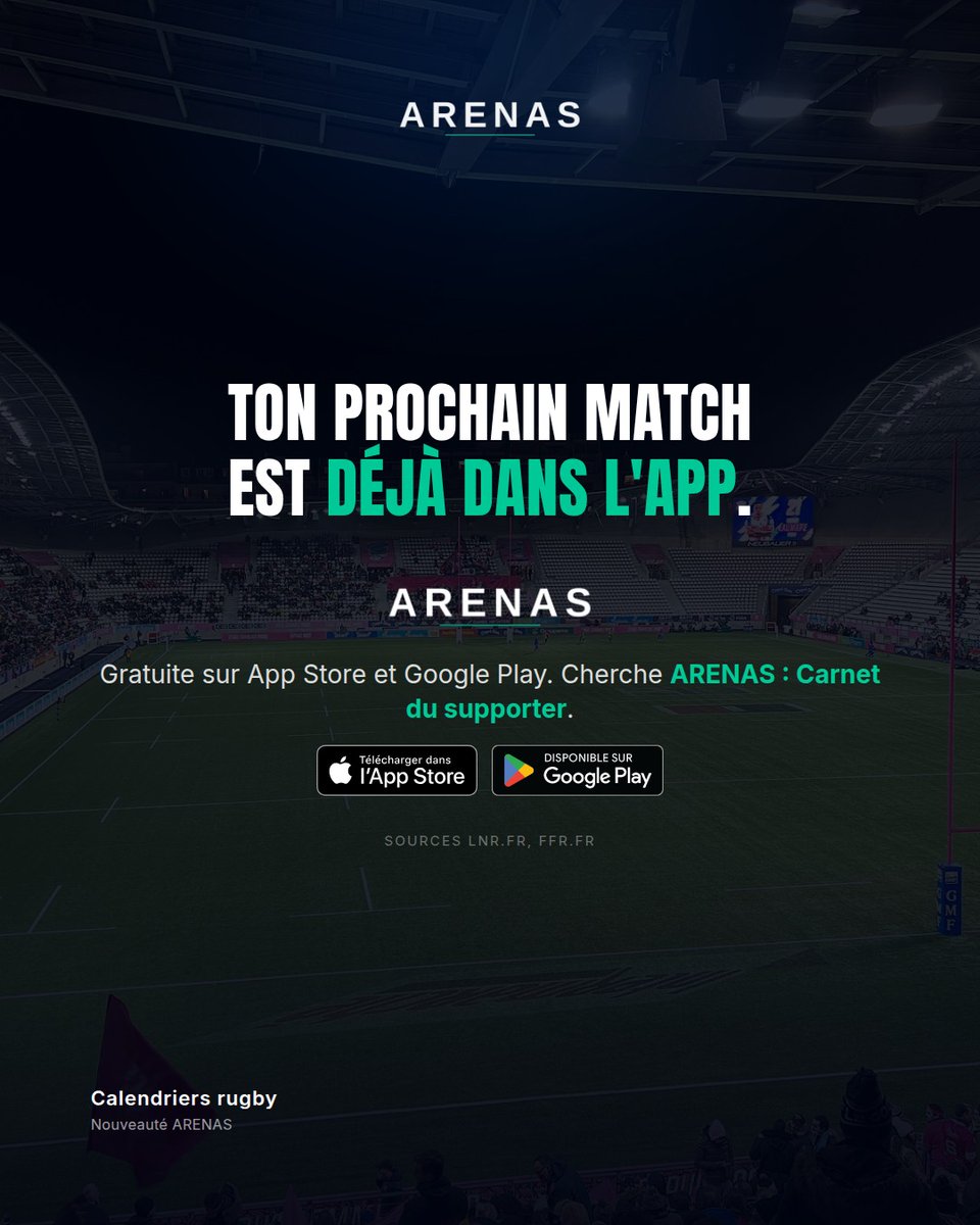 arenas_app's tweet photo. Les calendriers rugby sont en ligne.

Quel est le premier match que tu vas aller voir ?

#rugby #top14 https://t.co/9yxMQDOU3q