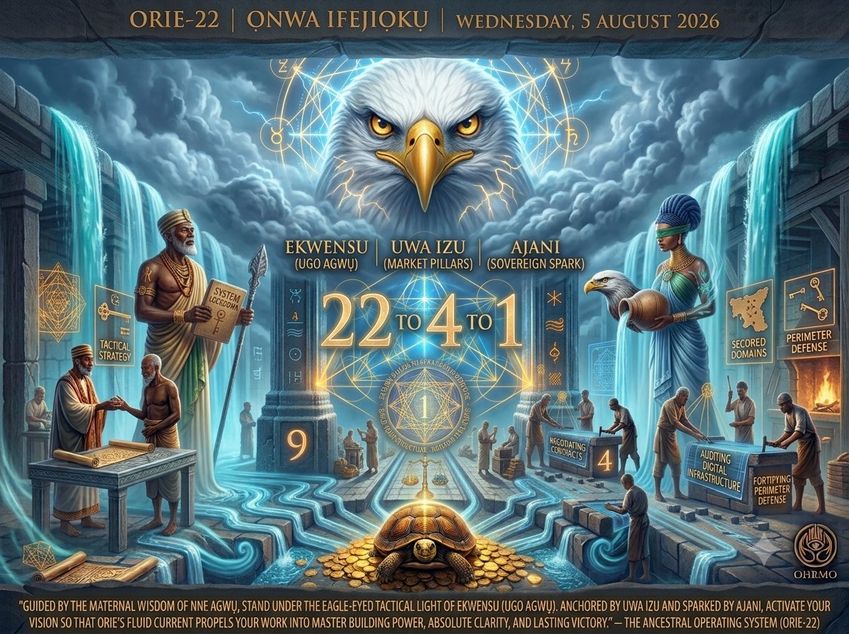 AgbalaAku's tweet photo. "Guided by the wisdom of Nne #Agwụ, stand under the eagle-eyed tactical light of #Ekwensu. Anchored by Uwa Izu and sparked by #Ajani, activate your vision so that Orie’s fluid current propels your work into master building power, absolute clarity, and lasting victory."
— The AOS https://t.co/mmnqjjRcIQ
