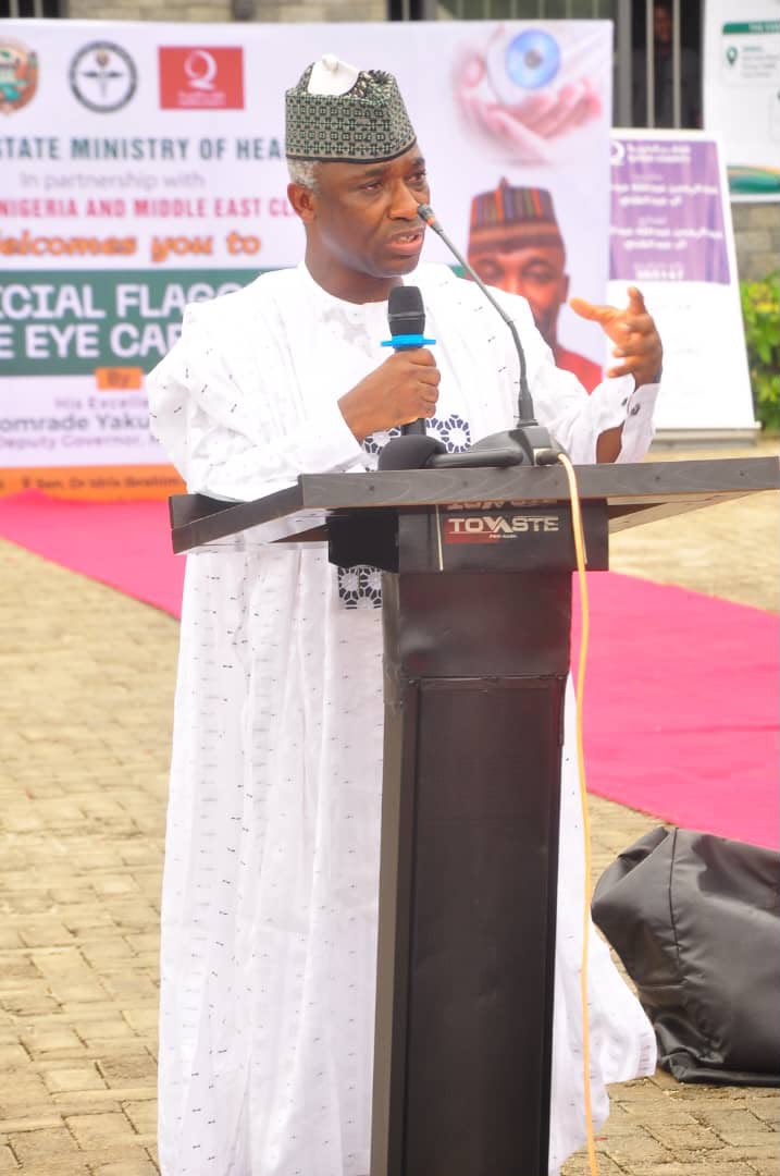 MMBagana's tweet photo. Yesterday, His Excellency Farmer (Dr.) Mohammed Umaru Bago(@HonBago), our visionary Governor, was ably represented by the Deputy Governor, Comrade Yakubu Garba, to flag off the Niger State Free Eye Care Camp—a bold step toward eliminating avoidable blindness under the New Niger Agenda.

In partnership with Qatar Charity-Nigeria (@qcharity) & Middle East Clinic, Kano, we screened over 2,300 persons, treated 2,000+, provided 700+ prescription glasses, and scheduled 380+ cataract patients for free sight-restoring surgeries.

Cataract robs people of sight, dignity, and productivity. Restoring vision gives all of that back, and this administration remains fully committed.

We also presented reflective white walking sticks to members of the blind community and provided food support to over 200 post-surgery patients—because care must be holistic.

I thank our healthcare teams, partners, volunteers, and every stakeholder who made this impactful intervention possible.

Together, we are delivering accessible, equitable healthcare and restoring hope to the people of Niger State.

#NigerWillTHRIVE
