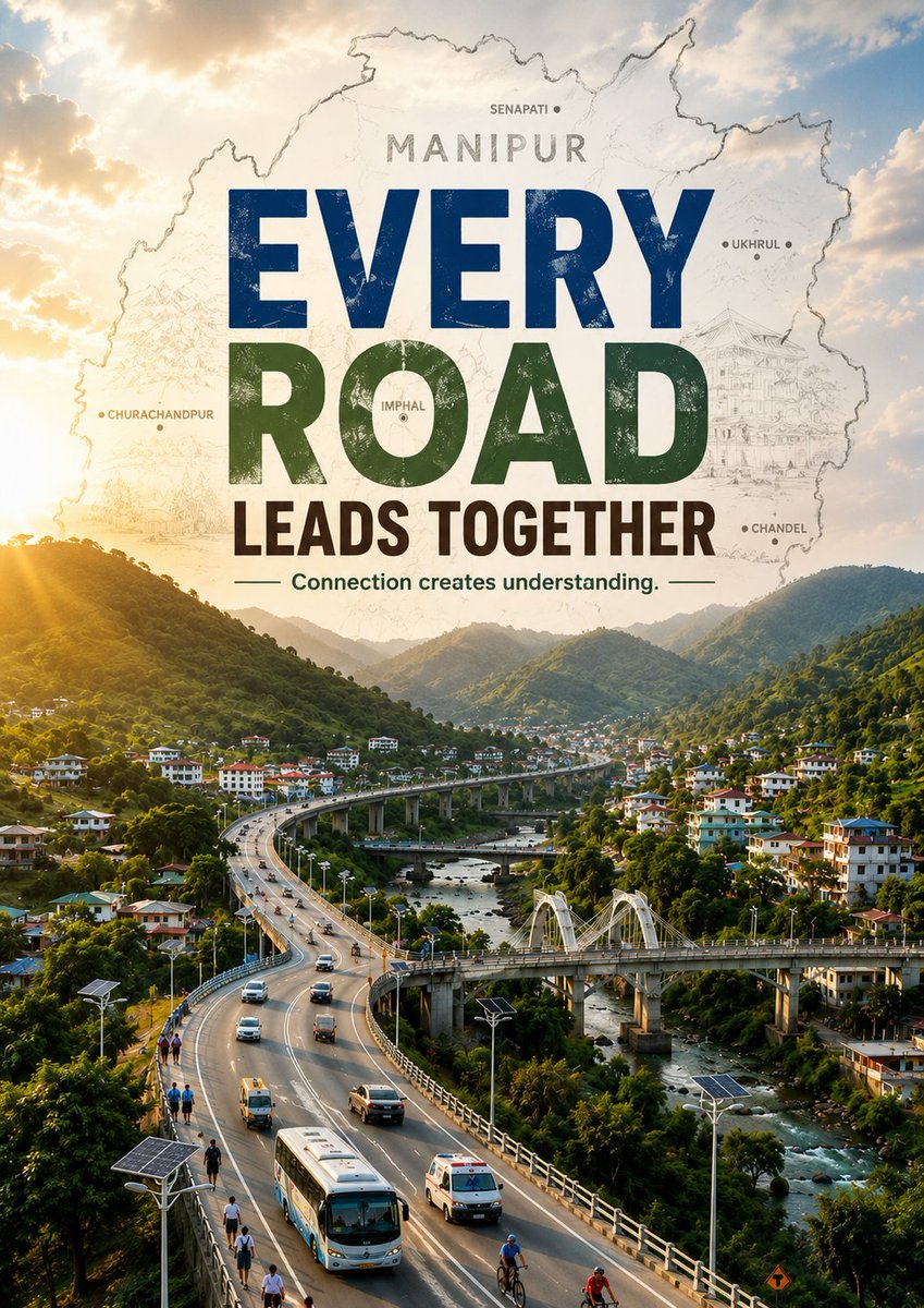 De7845Dey's tweet photo. Every road in Manipur should lead to unity, trust and progress. Better connections bring better understanding, stronger communities and a peaceful future for every generation. 🛣️#NoToTerrorism #PeaceInNorthEast #EndTerrorInNortheast #StableNorthEast #PeaceForManipur #EndViolence https://t.co/EonNtNMKbW