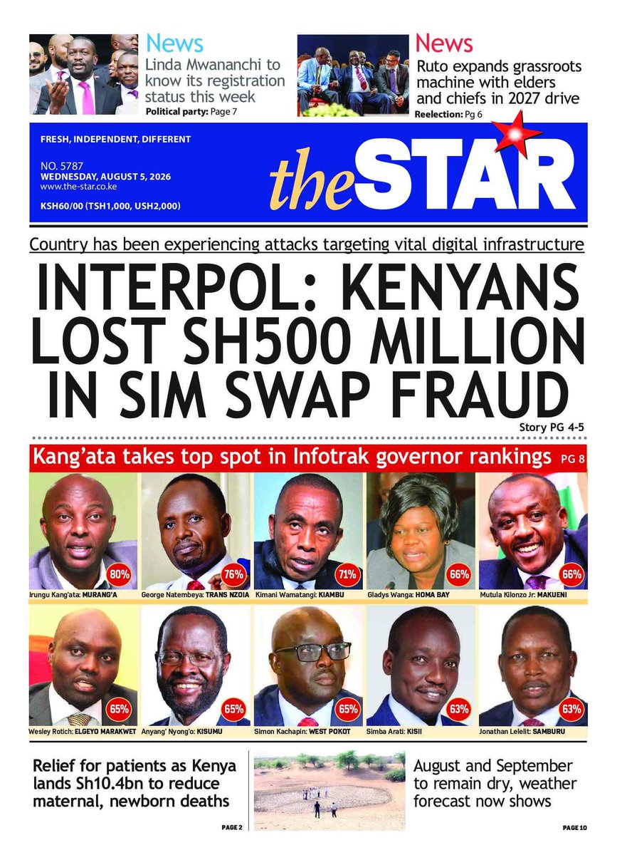 nyanducha's tweet photo. Today's newspaper headlines.
Wednesday, 5th August 2026.
Contact #Victorock #Kenya on 0706357055 or info@victorockkenya.com for #Ubibot soil, temperature & humidity IoT #sensors, #Sophos firewalls, #Cisco #Meraki firewalls & switches.
#ePaper #Gazeti #SHA #Bima #Ruto #Chapaa https://t.co/3G3aBJ53Vc