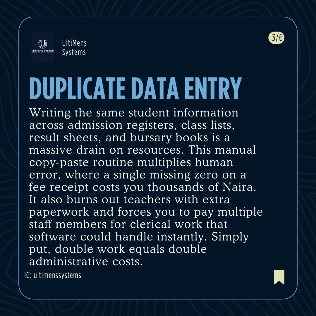 ultimenssystems's tweet photo. Many school owners in Nigeria think the only way to make more money is to get new students. But truth is, bad record-keeping is quietly leaking the money you already have! https://t.co/0WV5aezHbg
