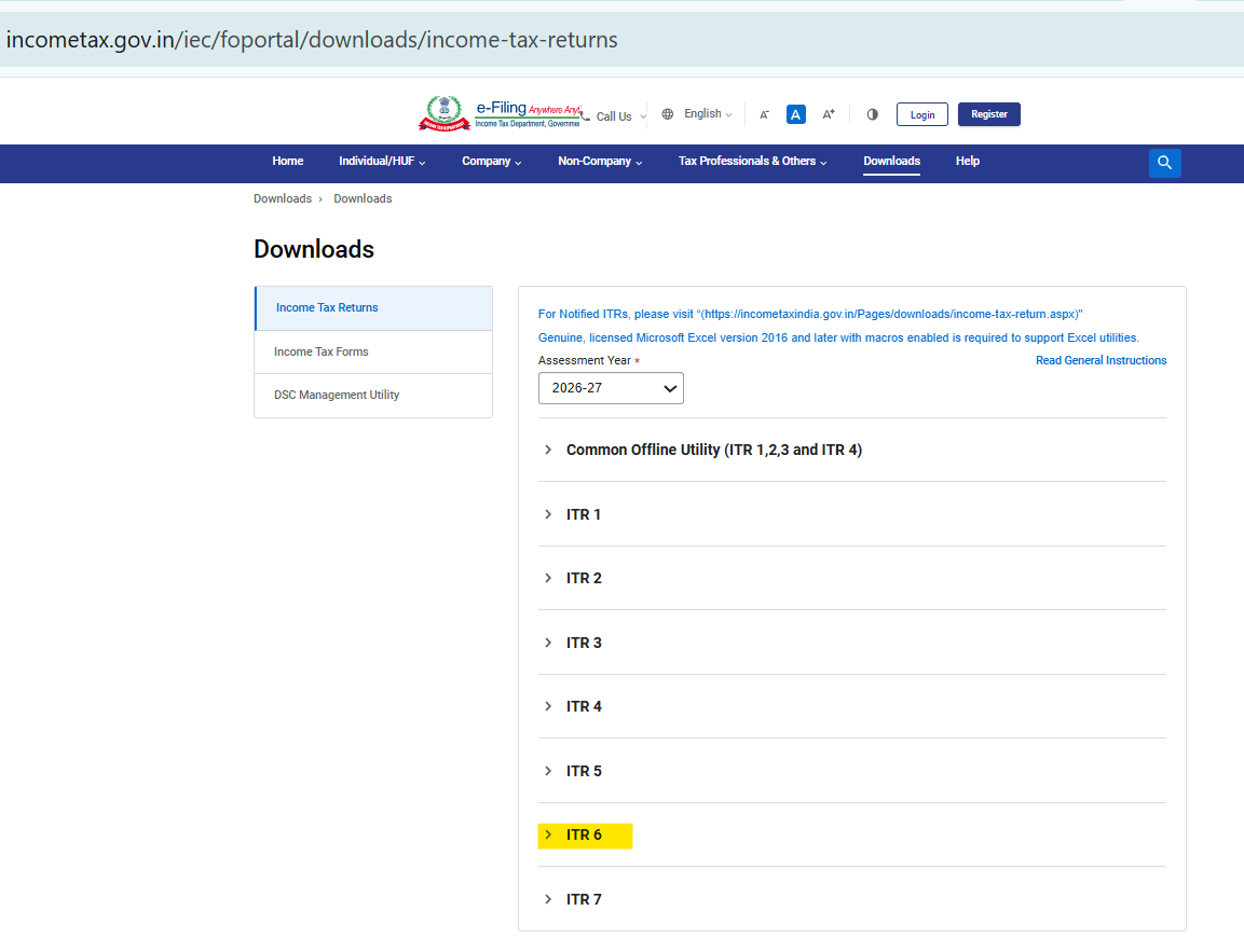 IncomeTaxIndia's tweet photo. Kind Attention Taxpayers! 

The Excel Utility for ITR-6 for Assessment Year 2026–27 is now available on the Income Tax e-Filing portal.

Visit: https://t.co/uv6KQUbXGv https://t.co/7tcrfzolIo