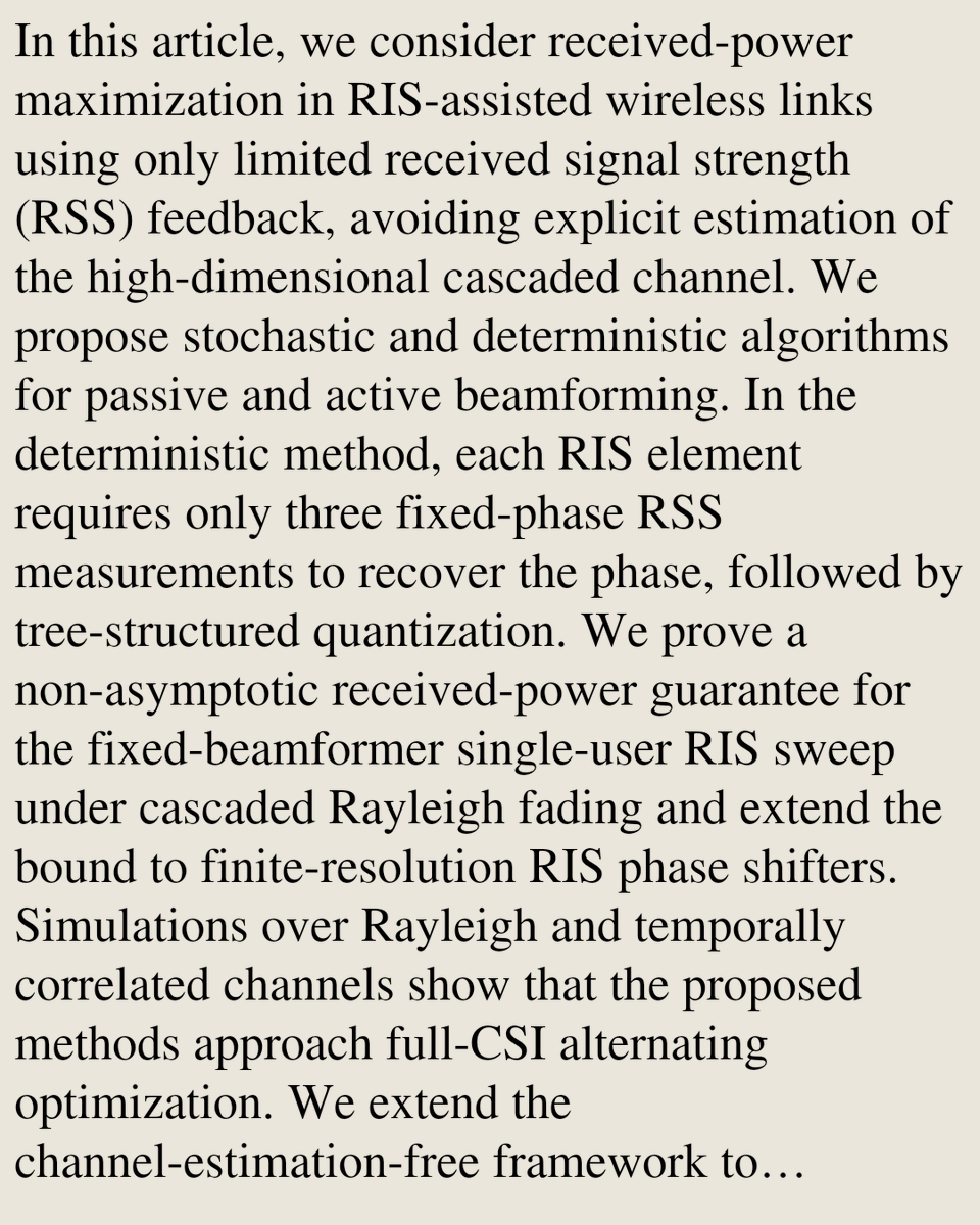 SignalPapers's tweet photo. Channel-Estimation-Free Beamforming for RIS-Assisted Systems with Limited Feedback

Hossein Maleki, Hamid Jafarkhani
https://t.co/O2AIIhVVCm [𝚎𝚎𝚜𝚜.𝚂𝙿] https://t.co/ULOlFEgx5r