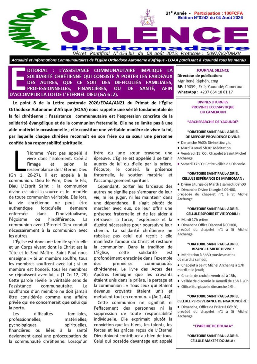 MgrPierdechrist's tweet photo. HEBDOMADAIRE _SILENCE_N°242 DU 04 AOÛT 2026. Page 1 et 2

https://t.co/ooZe46nrnU https://t.co/eznOaD116Z