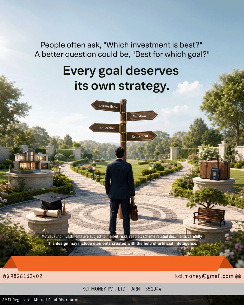 rajeevkci's tweet photo. Every goal has a different destination. Invest with the right strategy. 🎯

#GoalBasedInvesting #MutualFunds #SIP #InvestSmart #FinancialPlanning #WealthCreation #KCIMoney #AMFIRegistered https://t.co/EZ6SpCs6DB