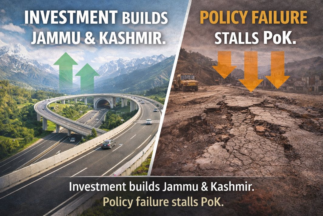 GildedVers35915's tweet photo. Jammu &amp; Kashmir has seen infrastructure growth and investment in recent years. In contrast, PoK continues to face developmental challenges because of no policy implementation by Pak govt. #KashmirRejectsPak https://t.co/XpevQXtpTA