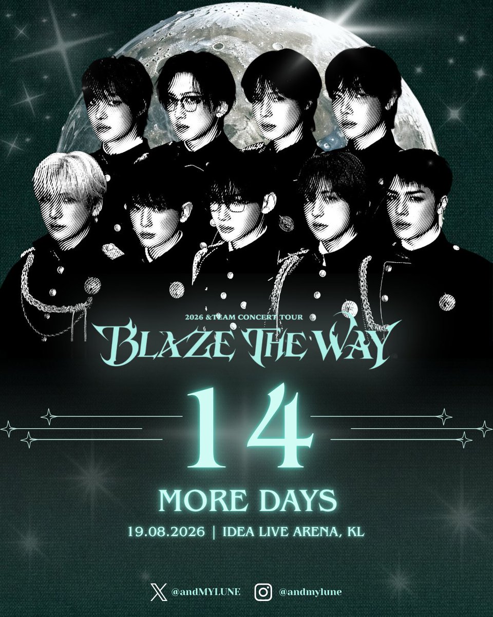 andMYLUNE's tweet photo. Woah LUNÉ! 🔥

D-14 has finally arrived! Within two weeks, we will be meeting the werewolves from Sunshine City! Time to warm up those vocal cords, LUNÉ—let’s gooo!! 🌕🐺✨

#andTEAM_1st_FootPrint_in_MALAYSIA
#BLAZETHEWAY_KUALALUMPUR
#MYLUNÈ https://t.co/7drxPSONMM