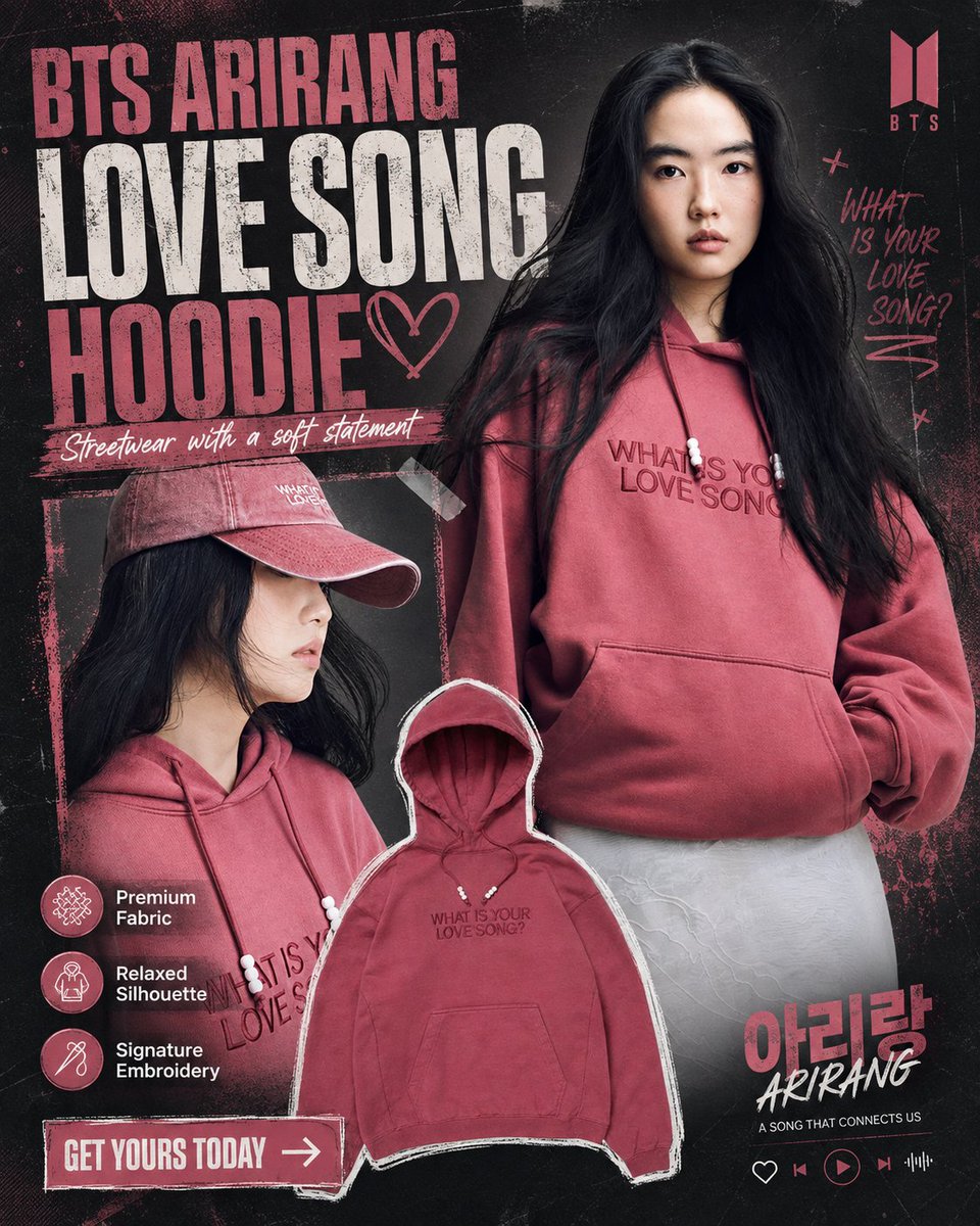 wonderjackets's tweet photo. Inspired by music and modern streetwear, the BTS Arirang What Is Your Love Song Hoodie is made for fans who love effortless style. Elevate your everyday look with this standout hoodie. 🎵🖤

#BTS #BTSHoodie #KpopFashion #Streetwear https://t.co/gpJQzvuMcS