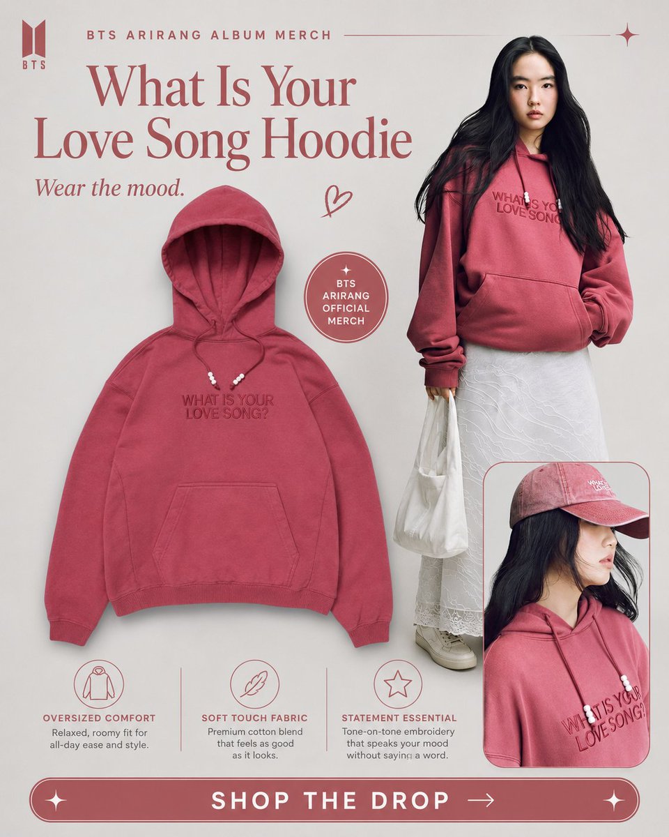 wonderjackets's tweet photo. Inspired by music and modern streetwear, the BTS Arirang What Is Your Love Song Hoodie is made for fans who love effortless style. Elevate your everyday look with this standout hoodie. 🎵🖤

#BTS #BTSHoodie #KpopFashion #Streetwear https://t.co/gpJQzvuMcS