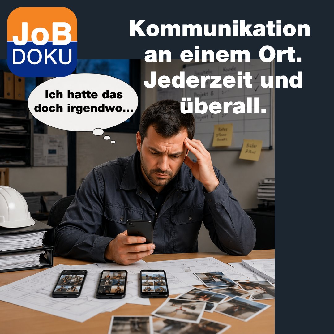 JobDoku's tweet photo. „Infos überall = Chaos überall“ 📃📧🔎
Wo genau? WhatsApp. E-Mail. Anruf. Zettel im Auto. Notiz irgendwo am Handy. 
Und genau dort beginnt das Chaos:
• Infos gehen verloren
• Missverständnisse entstehen
• Rückfragen kosten Zeit
Mit JobDoku bleibt Kommunikation dort, wo sie hingehört: direkt im richtigen Auftrag, Projekt oder Kontakt zugewiesen.
• Nachrichten zentral bündeln
• Tickets direkt zuweisen
• Benachrichtigungen in Echtzeit erhalten
• alles nachvollziehbar dokumentiert
👉 Keine verlorenen Infos. Keine endlosen Telefonketten. Ein Ort für alles. 💪✅📱💻
👉 Jetzt kostenlos testen und Kommunikation vereinfachen: https://t.co/Ytc3iDZCRj

#Kommunikation #HandwerkDigital #Teamwork #Effizienz #jobdoku #handwerkerapp