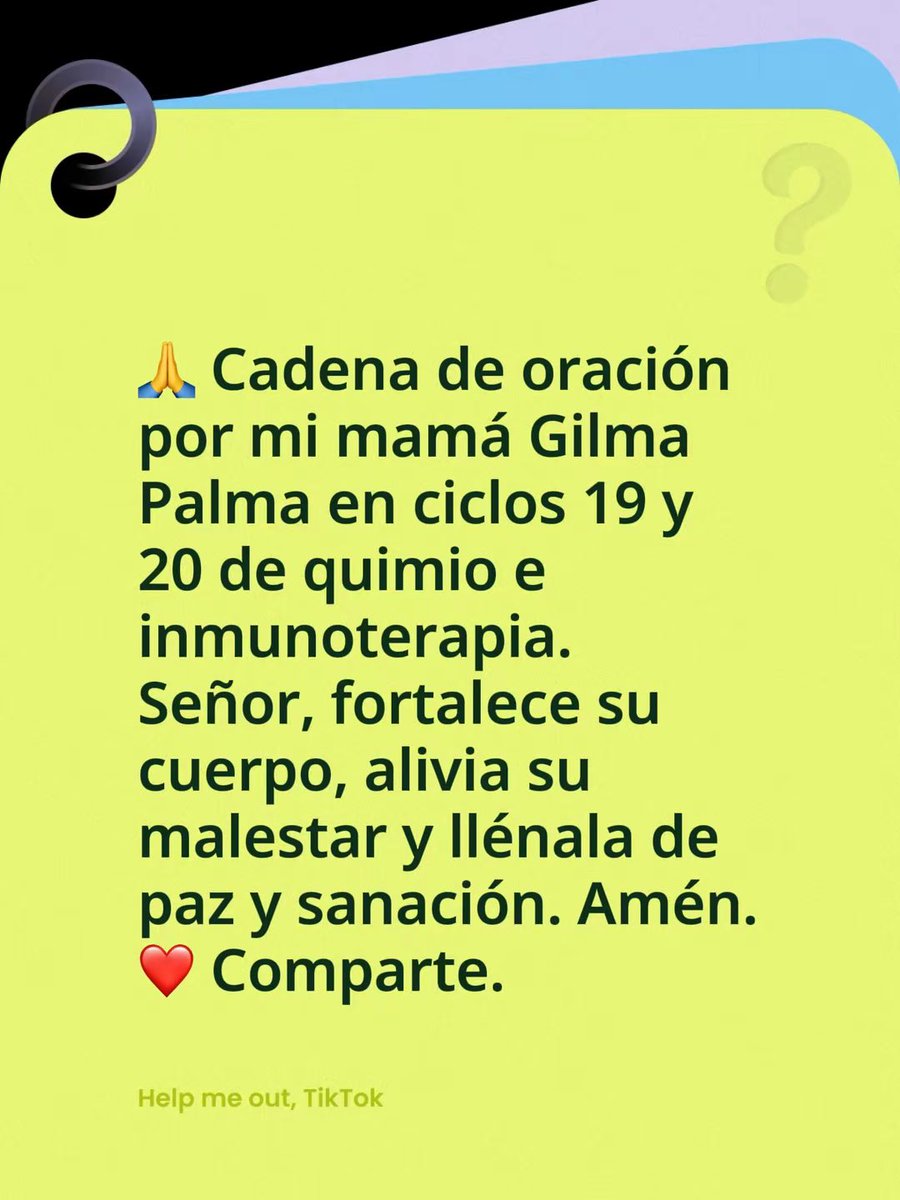 NohemiMelgoza's tweet photo. 🙏 Cadena de oración por mi mamá Gilma Palma en ciclos 19 y 20 de quimio e inmunoterapia. Señor, fortalece su cuerpo, alivia su malestar y llénala de paz y sanación. Amén. ❤️ Comparte. https://t.co/LO9Pz1bw7J
