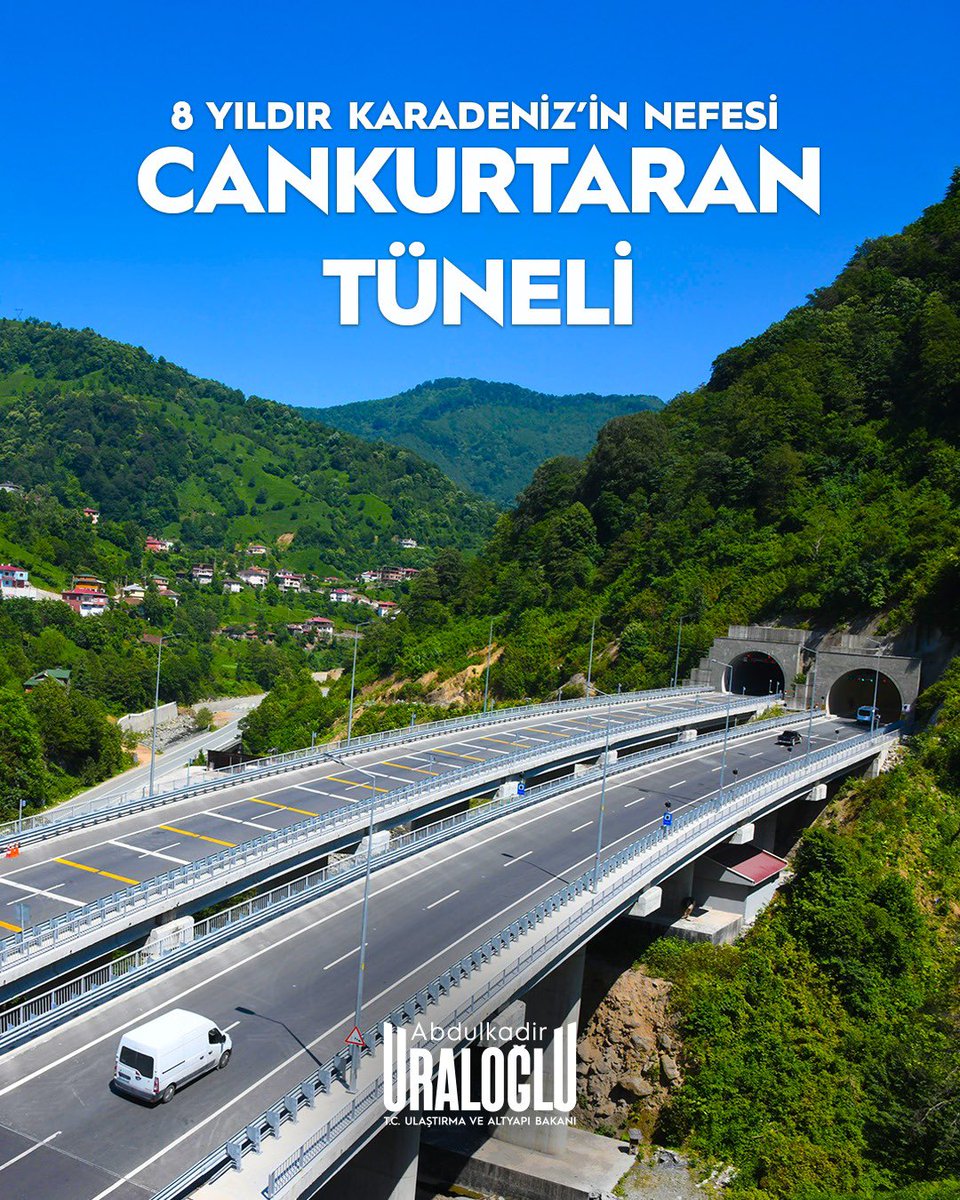 a_uraloglu's tweet photo. Biliyor musunuz ❓

8 yıldır hizmet veren Cankurtaran Tüneli ile Hopa-Borçka Yolu’nda zorlu coğrafyayı güvenle aşıyoruz. 🛣️

5 bin 228 metre uzunluğundaki çift tüplü tünelimizle Artvin, Erzurum, Ardahan ve Kars’ın Karadeniz bağlantısını güçlendirdik. ⛰️

Özellikle yoğun kar yağışının yaşandığı kış aylarında güvenli ve konforlu ulaşım sağlarken güzergâhı 12 kilometre kısalttık. ❄️

Her mevsim açık yollarla vatandaşlarımızı kesintisiz ulaştırmaya devam ediyoruz. 🌍

#TürkiyeHızlanıyor 🇹🇷