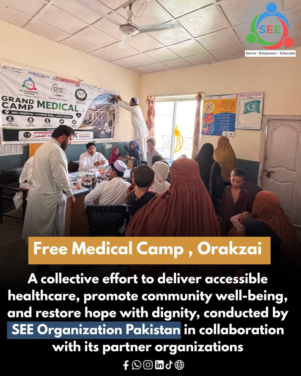 Seeorganization's tweet photo. Alhamdulillah! Orakzai Youth Council, in collaboration with Ranra Welfare Organization and SEE Organization, successfully organized a Free Medical Camp at BHU Uthman Khel, Lower Orakzai. CAMp EDICA GRANP MEDICAL More than 170 patients received free medical check-ups. https://t.co/RSeBazqCL1