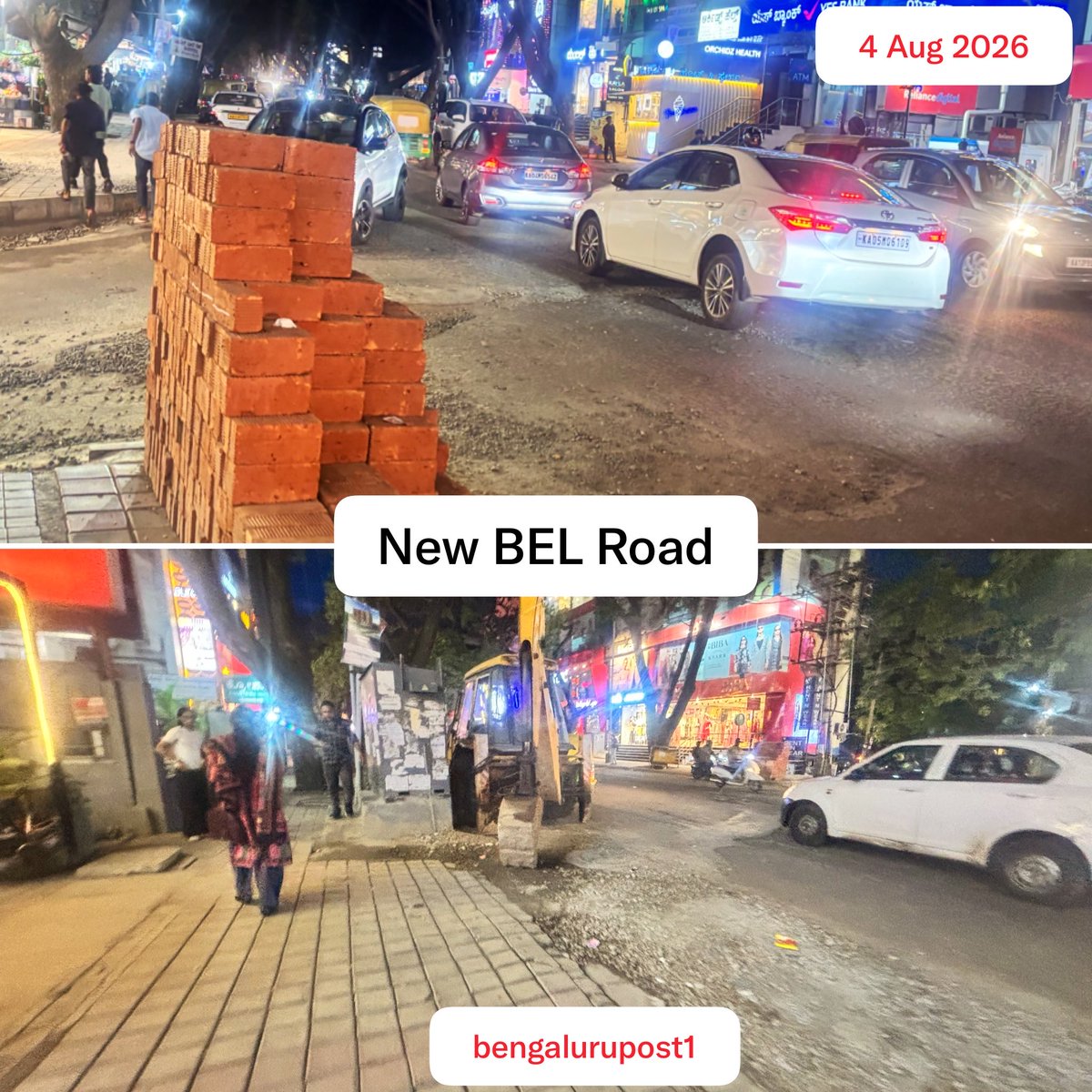 bengalurupost1's tweet photo. 🚨 Is this really the face of NEW BEL Road?

One of Bengaluru’s busiest roads home to educational institutions, hospitals, shopping hubs and restaurants—has been left in a miserable state for 8–10 months or more.

❌ Broken footpaths forcing pedestrians onto the road
❌ Scraped roads and craters slowing traffic
❌ Streetlights not working
❌ Encroached footpaths & open drains

If this is “work in progress”, how long is the progress supposed to take?

@BWCCofficial Where are the engineers? Has anyone inspected this stretch? Citizens deserve better. @GBAChiefComm