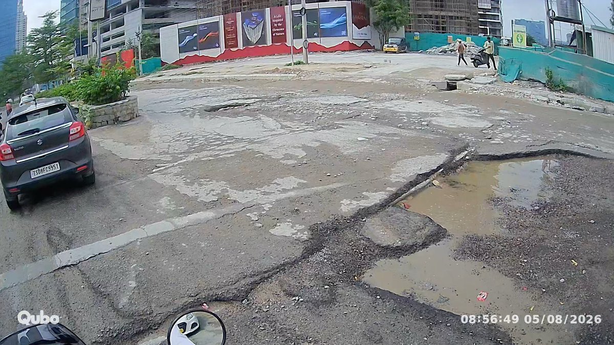 Y2Kush's tweet photo. @CommissionrGHMC @GHMCOnline @CYBTRAFFIC 
Huge potholes on the Prestige high fields road. Very inconvenient for residents to approach the main ISB road. Very difficult for bike riders as well. Please look into this and help to restore the road. Thank you https://t.co/tAvSCwludY