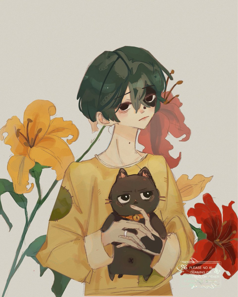 fuccily's tweet photo. #Eve家 
here’s the final result! i took extra time to render so it’ll look cleaner than my usual coloring 😼
red lily: romance and passion 
yellow lily: friendship 
(i’ll let you connect the dots) https://t.co/lkLaM2VDyY