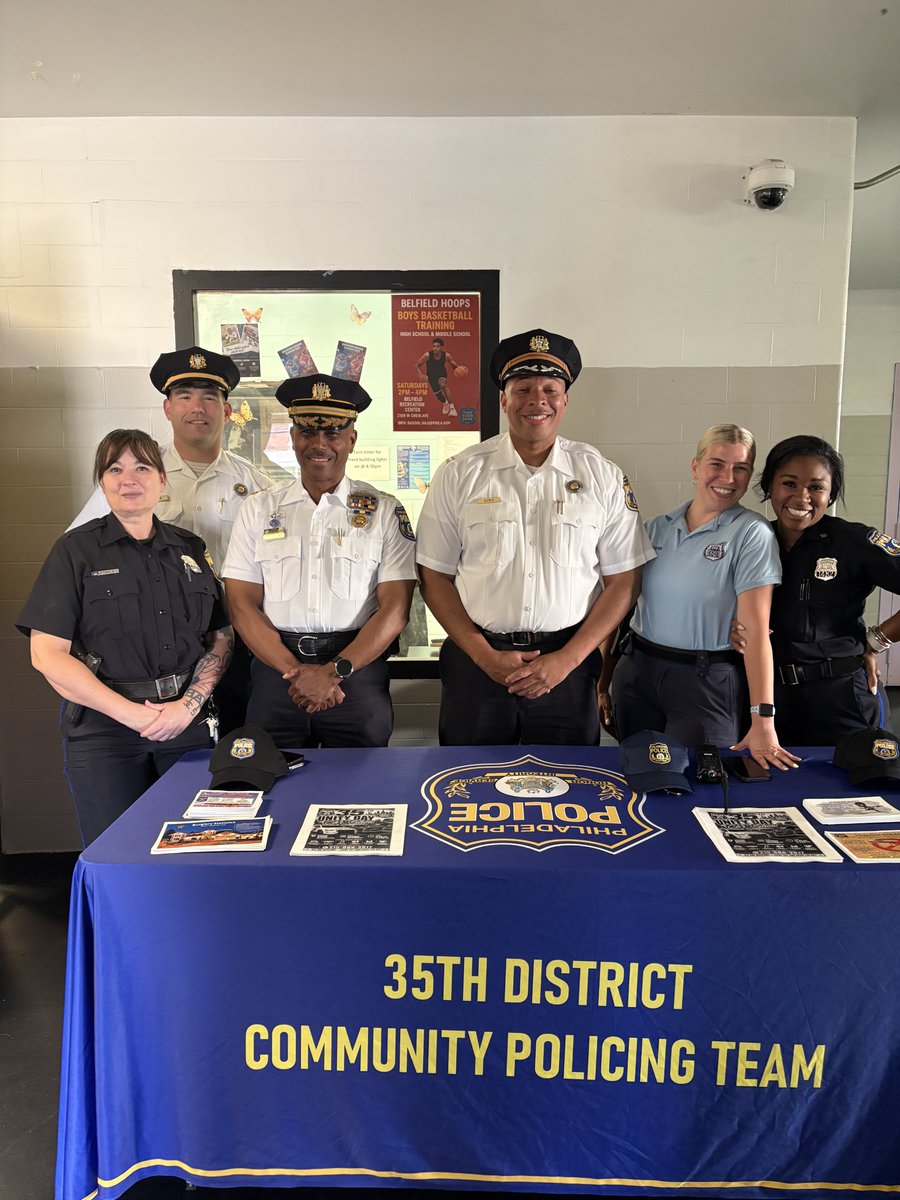PPD35Dist's tweet photo. Two great locations for #PhillyNNO2026 in the 35th District. Captian Burks and his community team were Belfield Rec Center and also at Oak Lane Firehouse. Great turnout at both locations.

@PhillyPolice @PPDComPrtBureau https://t.co/SHkiivN4xw