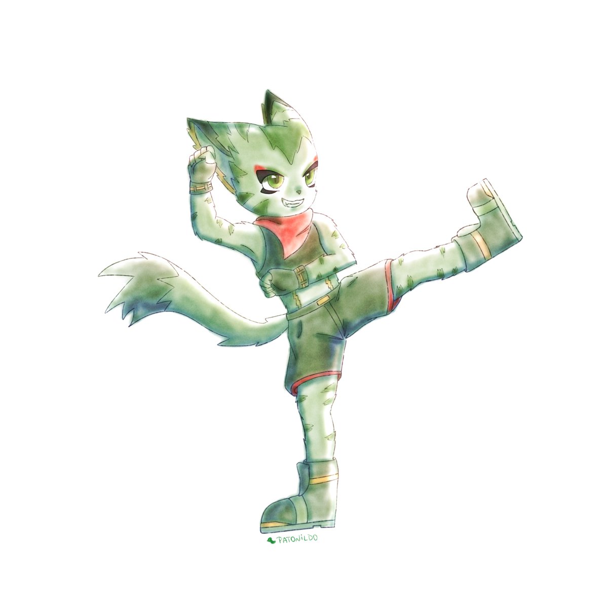 ProfPatonildo's tweet photo. Carol, the Wildcat, throwing a martial arts kick! #carol #freedomplanet #freedomplanet2 #cat #furry #digitalart #characterart @galaxytrail https://t.co/mKx0m19C6w