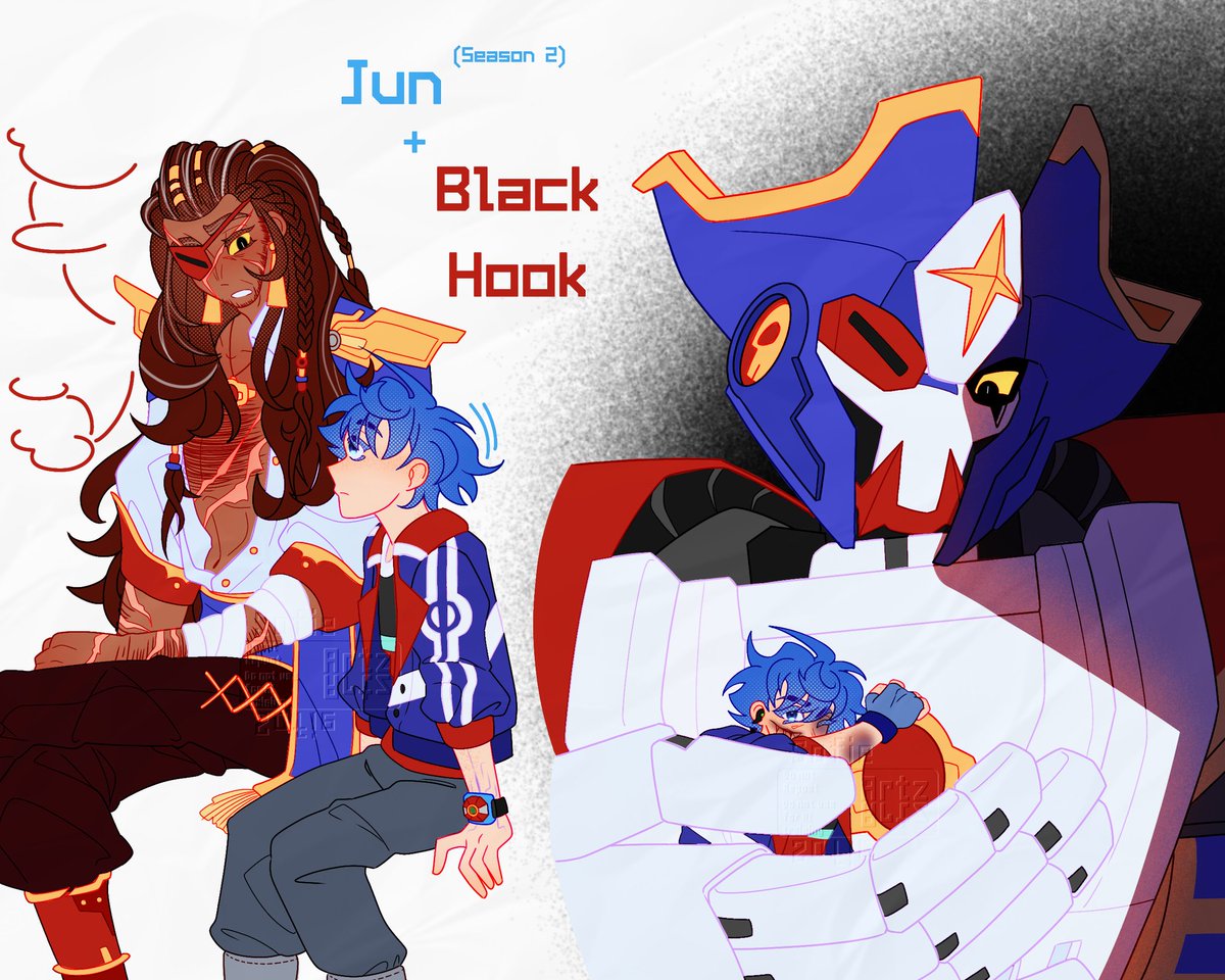 ArtzSofie's tweet photo. [ Metal Cardbot ]
(TW, Slight blood and injuries!) 
To me Black Hook is very androgynous guy, pretty and handsome all at once✨

Also Jun is there (do not mess with the kid)
#MetalCardbot #MCB #메탈카드봇 https://t.co/hpHs2Ej2Zp