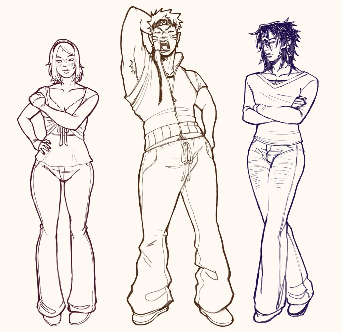 VinkyDoody's tweet photo. Modern/college au designs for team 7! #NARUTOコスプレ https://t.co/IhkbrKh2QJ