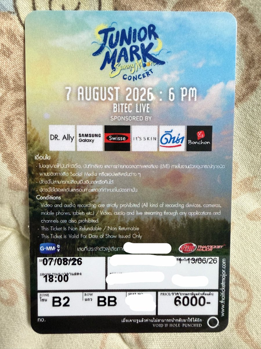 Mindmuay1997's tweet photo. หาแลกบัตร วันที่ 09/08/69

เรา >>>>> 07/08/2569 Hi + Group Photo 20:2
คุณ>>>>> 09/08/2569

วันที่7ลางานไม่ได้ แต่ไม่อยากขายบัตรเพราะอยากไปดูคอนจูม้าค 
ใครสนใจอยากแลกบัตรทักหาได้นะคะ ช่วยเราหน่อยยยย
#JuniorMarkConcert 
#JuniorMark 
#ตลาดนัดจูเนียร์มาร์ค
#ตลาดนัดGMM https://t.co/gHIoBeqo69