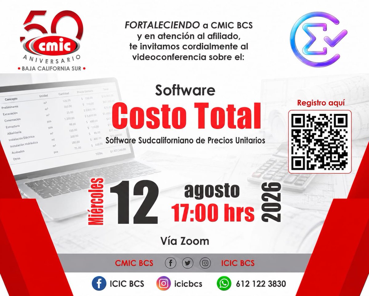 CostoTotal's tweet photo. 🚀 ¿Aún haces tus presupuestos en Excel?

Elabora presupuestos de obra, APU y cuantificaciones más rápido con #CostoTotal.

📅 Webinar gratuito 12 de agosto | 5:00 p.m. (Hora Pacífico. 6:00 p.m Hora CDMX).

#IngenieríaCivil #Arquitectura #Presupuestos #APU #CMIC

🧵👇 https://t.co/zbrHaALTls