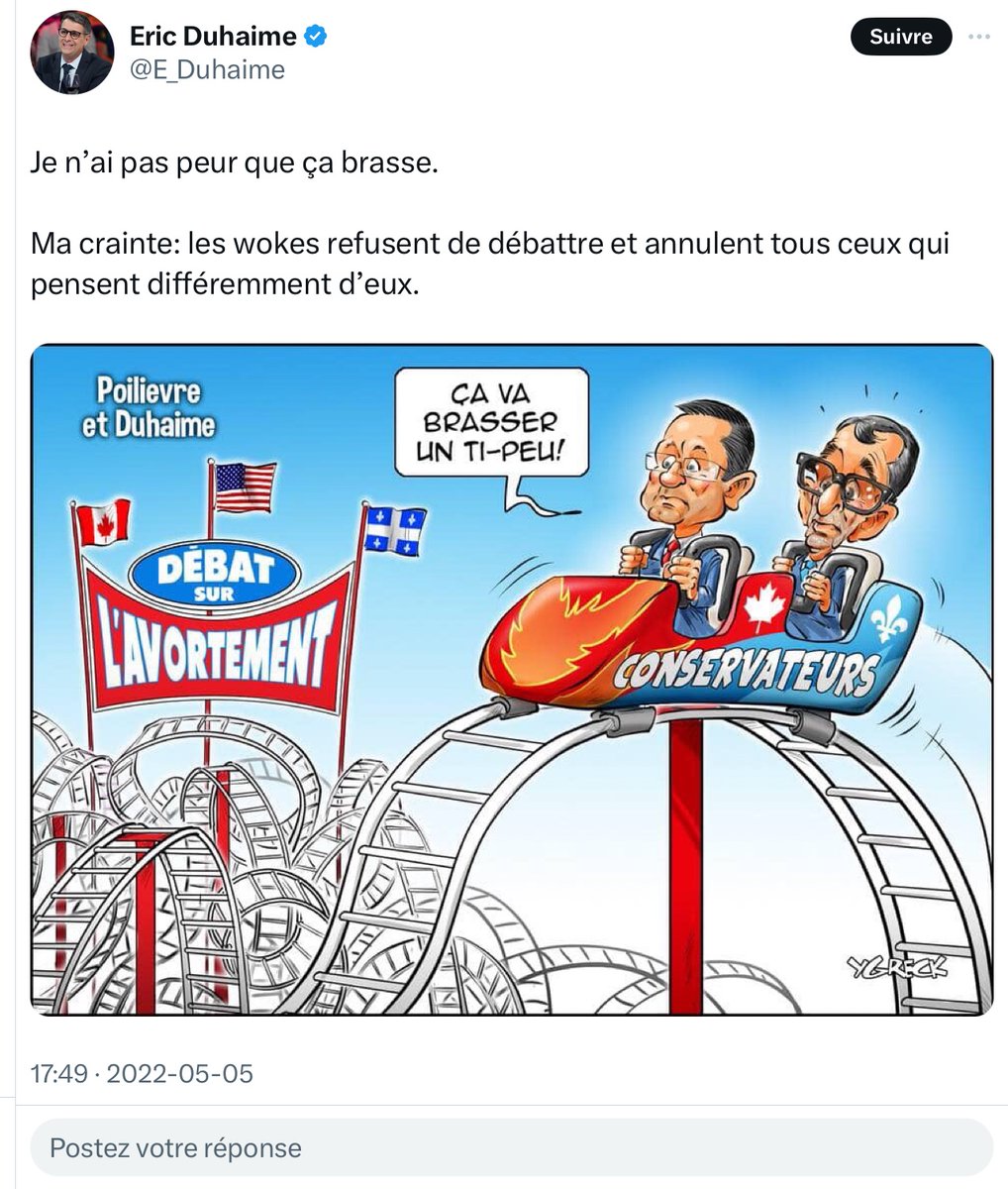 Jean_Gilbert_D's tweet photo. @Jefffillion Duhaime voulait en débattre et il semble qu’il ait changé d’idée. Est-il devenu « woke » ? https://t.co/kgaVl4YzE5