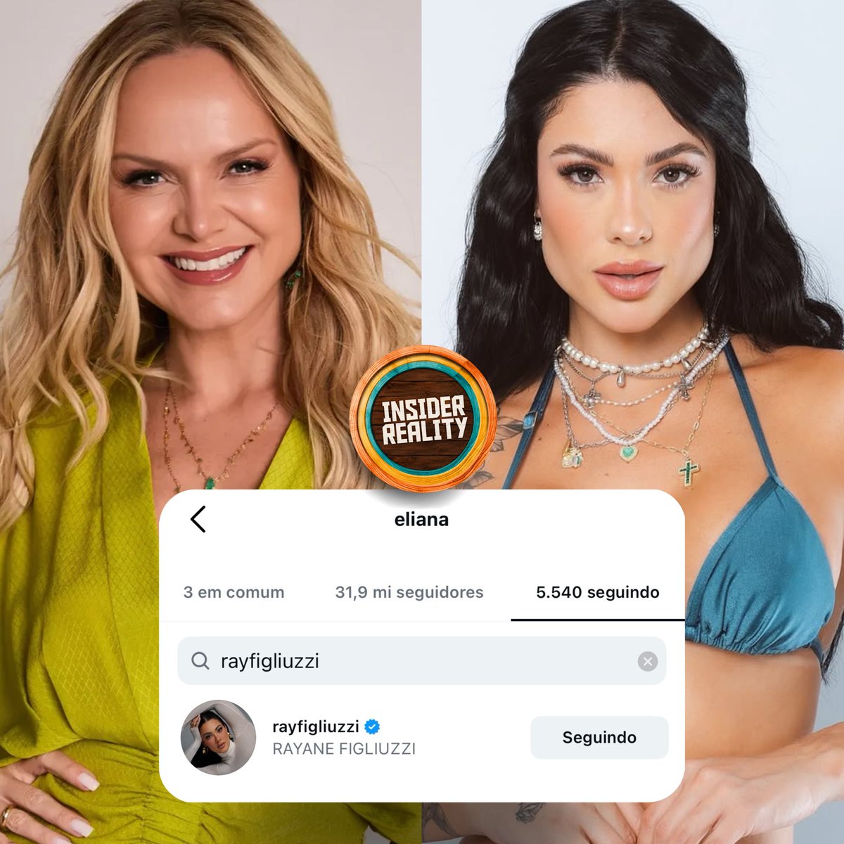 InsiderRealitys's tweet photo. Passando mal que a Eliana começou a seguir a Rayane, que foi rival da Carol Lekker na Fazenda, só porque a Carol falou o programa dela não tem audiência. 🗣️ https://t.co/Tco96xRphb