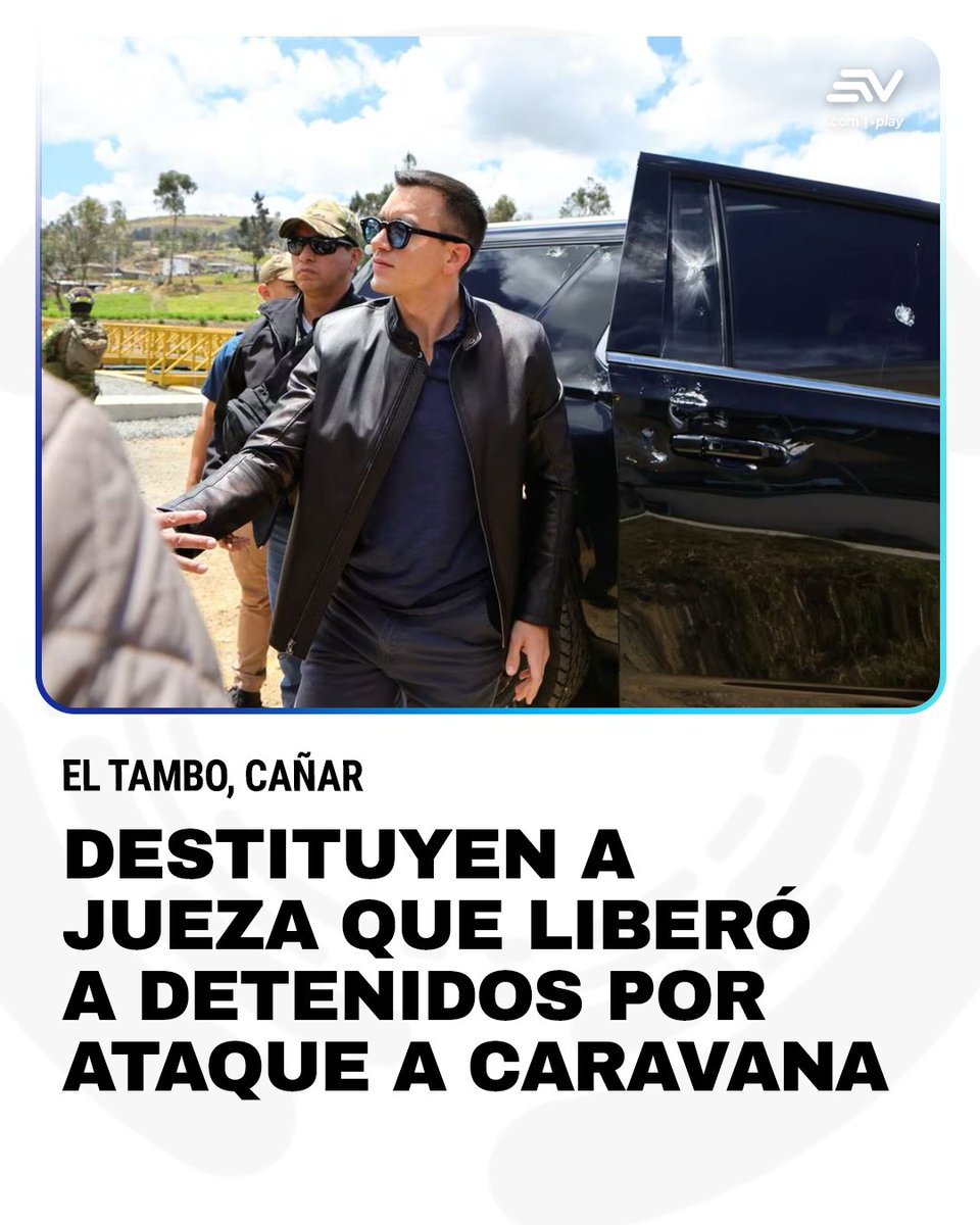 EcuavisaInforma's tweet photo. 📌 La jueza Erika Álvarez fue destituida de su cargo por declarar ilegal la detención de cinco presuntos agresores de la caravana presidencial en El Tambo, Cañar, hecho que ocurrió en octubre 2025. 👉 https://t.co/fKI6kpTBU9 https://t.co/bHD2qn2iJh