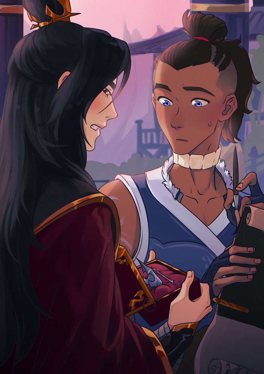 sinnermode's tweet photo. #zukkaweek2026
Day 1. Proposal 

Sokka glanced down from his smudged scroll and into the contents of the ornate box.
"Oh, Zuko..." He knew his reaction will give the wrong idea at first, "I think you need to get ready for the biggest scandal of your life..."
#zukka #atla https://t.co/FSDJg2iLel