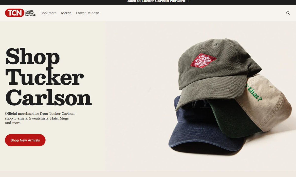 DEVOR56342's tweet photo. TUCKER HAS HIS OWN HATS ON HIS MERCH SITE:
https://t.co/FHAwqhXC3h

TUCKER IS INDPENDANT HE IS NEITHER RUPUMBLICAN OR DEMOCRAT. https://t.co/AwzxzZUgOA