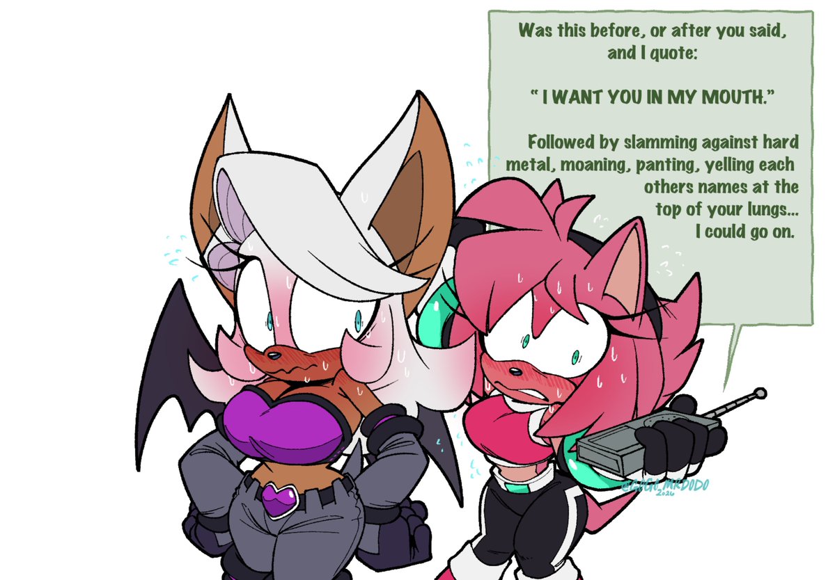 ConnieSky3's tweet photo. You 2 had one job... 😑

[Featuring my AU versions of Amy and Rouge... and yes they're both the same age, 22 In fact.] https://t.co/Qx2Z2yDyHG