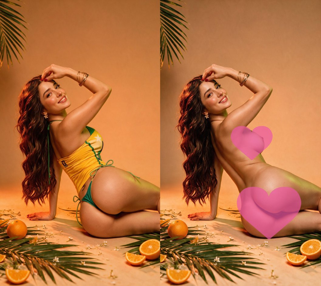AllkeyAria's tweet photo. Bright Latina beauty with big wavy brown hair sits in yellow-green Brazilian style bikini.Warm orange studio light and scattered oranges surround her

One-click undress ready!First undress FREE🔥
🔗https://t.co/5GuvGWqYxe

#AIgirl #SpicyAI #Brazilian #FirstFree #Undress https://t.co/4i0xtW3mA7
