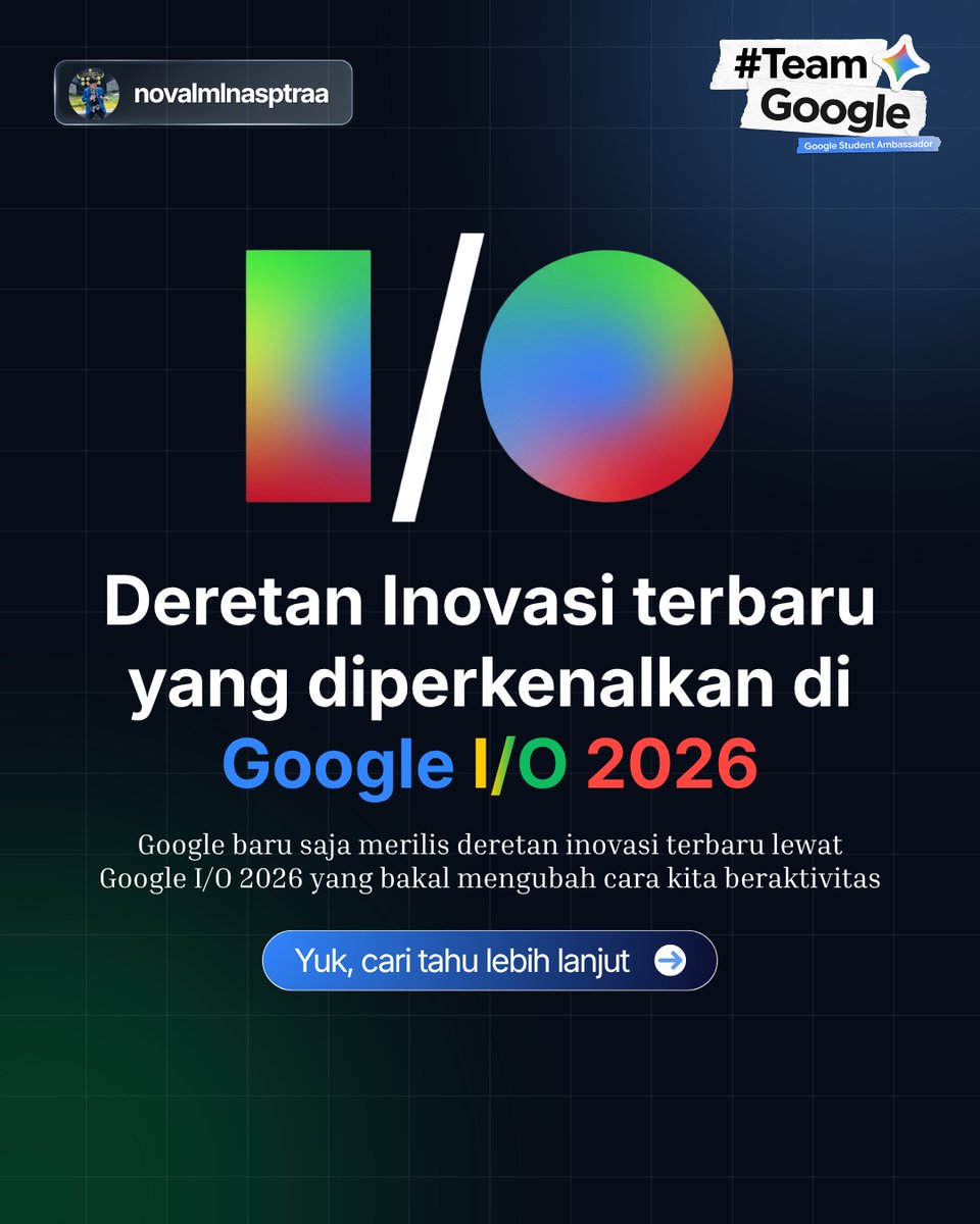 Vallms05's tweet photo. Google secara resmi merilis deretan inovasi teknologi terbaru mereka pada Google I/O. Beberapa di antaranya bakal ngerubah cara kita beraktivitas dan produktif sehari-hari! ✨.
@googleindonesia
#TeamGoogle #GoogleIO #GSA2026 https://t.co/PLxVt288D6