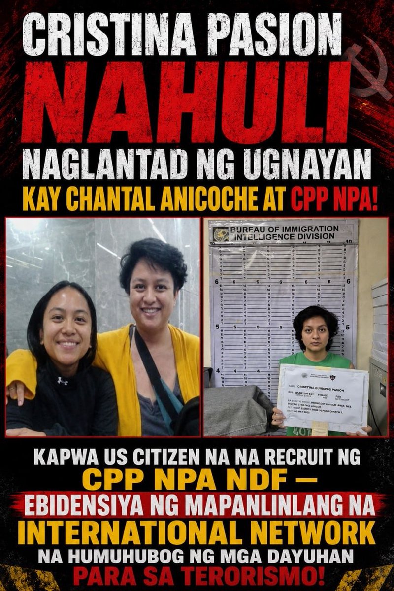 CVSUKilosNa17's tweet photo. TUTULAN ANG "INTERNATIONAL SOLIDARITY WORK" NA NAGREREKRUT NG MGA DAYUHAN PARA SUMAPI SA ARMADONG PAKIKIBAKA NG CPP–NPA–NDF.

#NoToForeignRecruitment #NoToTerrorism #ProtektahanAngSoberanya #TutulanAngMarahasNaEkstremismo https://t.co/nnmPbZ0eU5